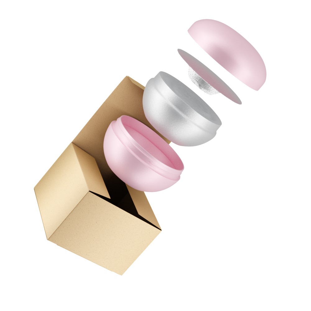 Cosmetic Jar with Box and Cream Low-poly 3D model_3