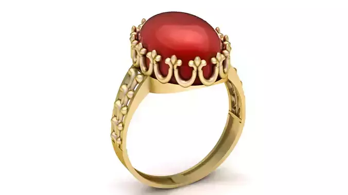 RED PEARL ENGAGEMENT RING 3D PRINTABLE MODEL