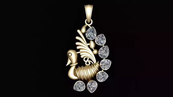 PEACOCK DIAMOND PENDANT 3D PRINTABLE MODEL