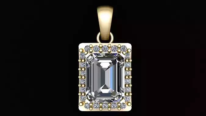 EMERALD CUT DIAMOND PENDANT 3D PRINTABLE MODEL