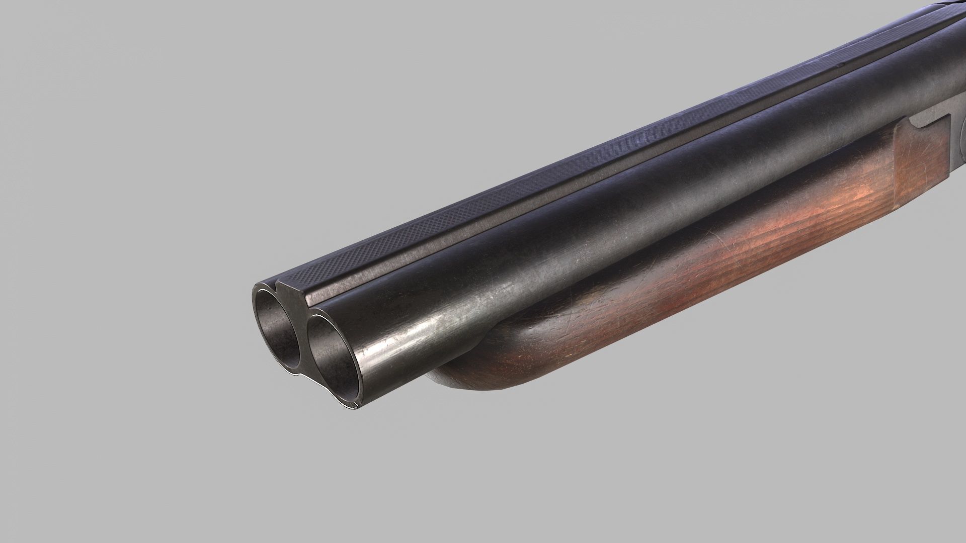 Sawed-Off Shotgun Low-poly 3D model_6