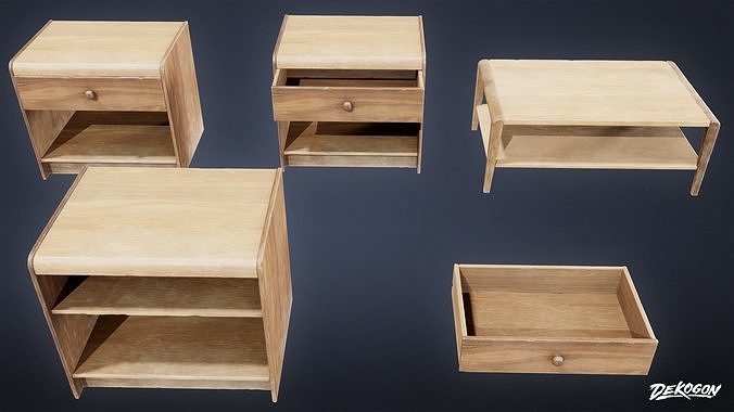 MOTEL - Table Set 01 - LOW POLY AND NANITE Low-poly 3D model