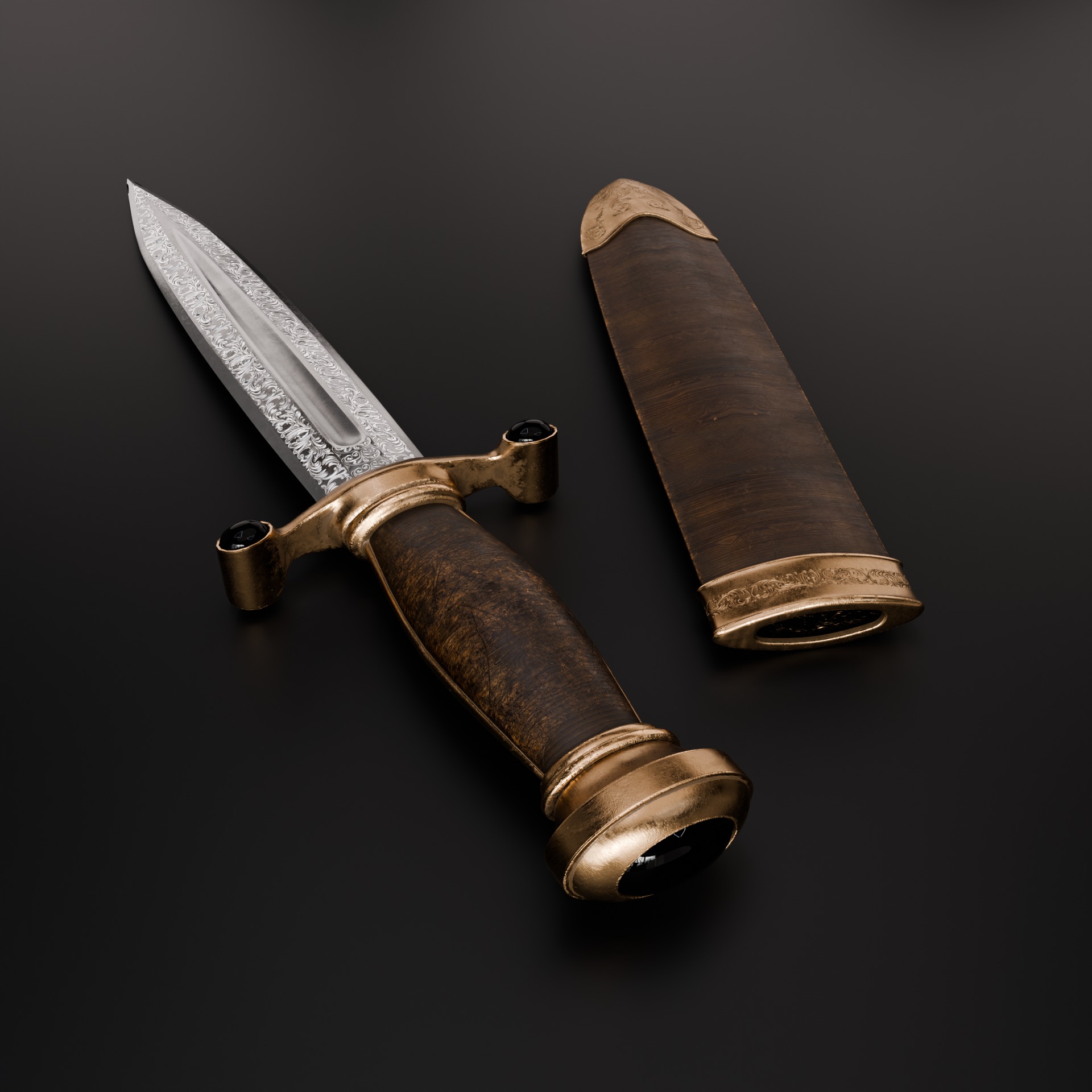Medieval Dagger 3D model_4