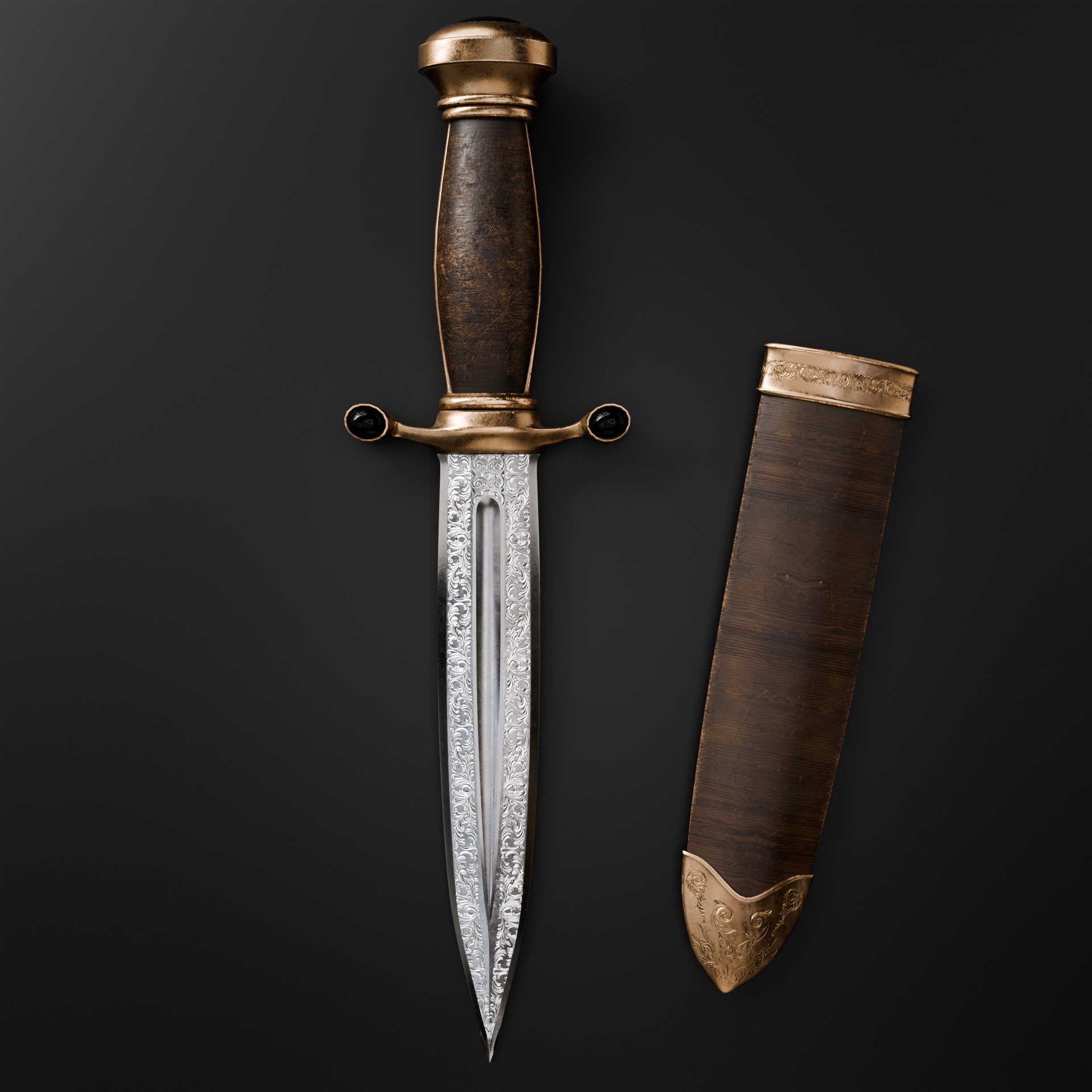 Medieval Dagger 3D model_3