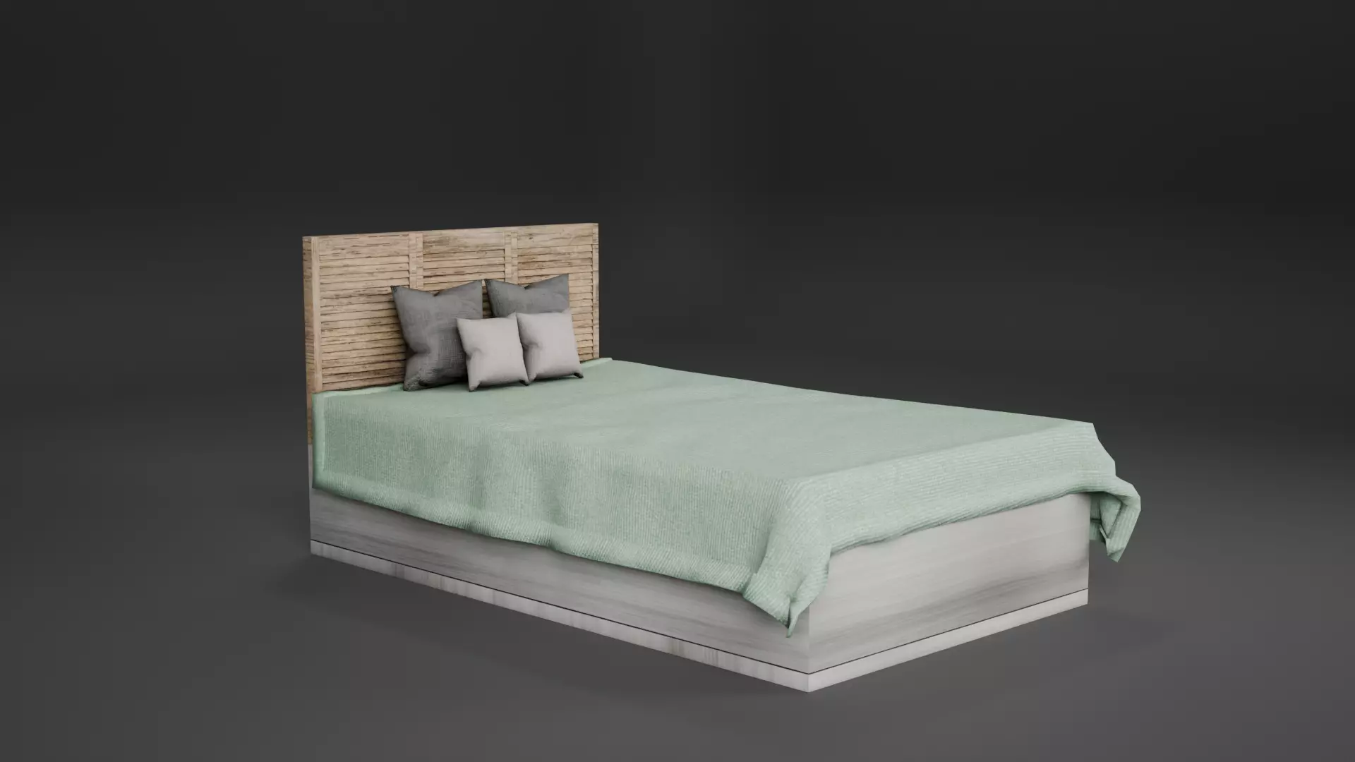 Bed Model Low-poly 3D model_0