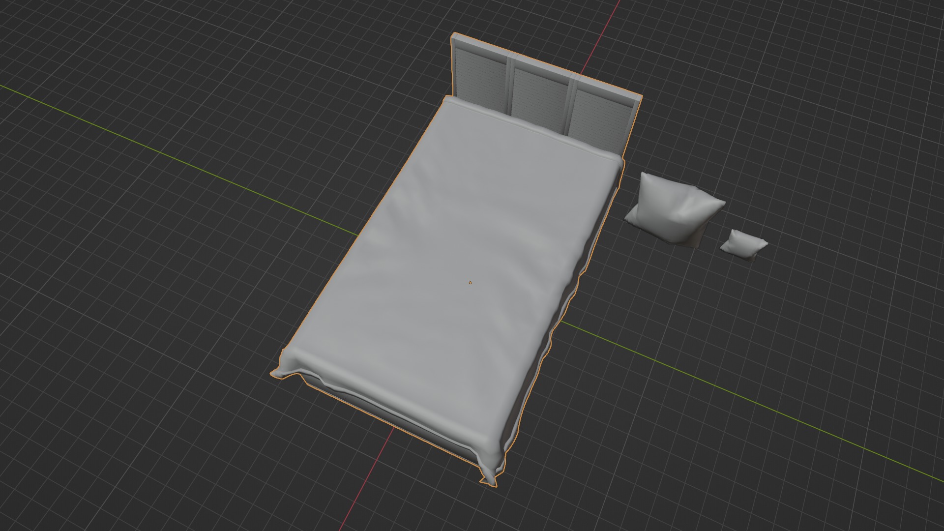Bed Model Low-poly 3D model_11
