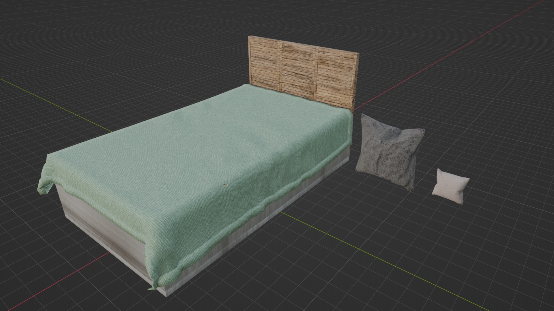 Bed Model Low-poly 3D model_3