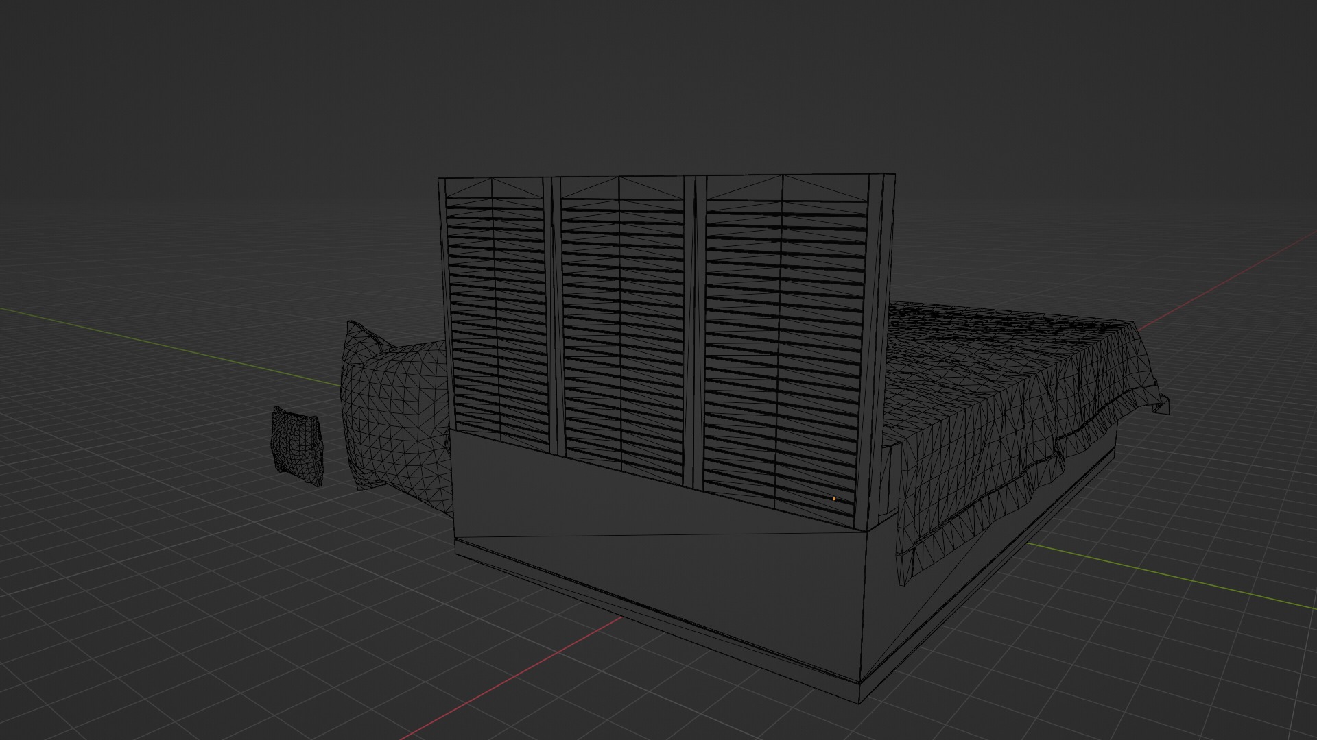 Bed Model Low-poly 3D model_19