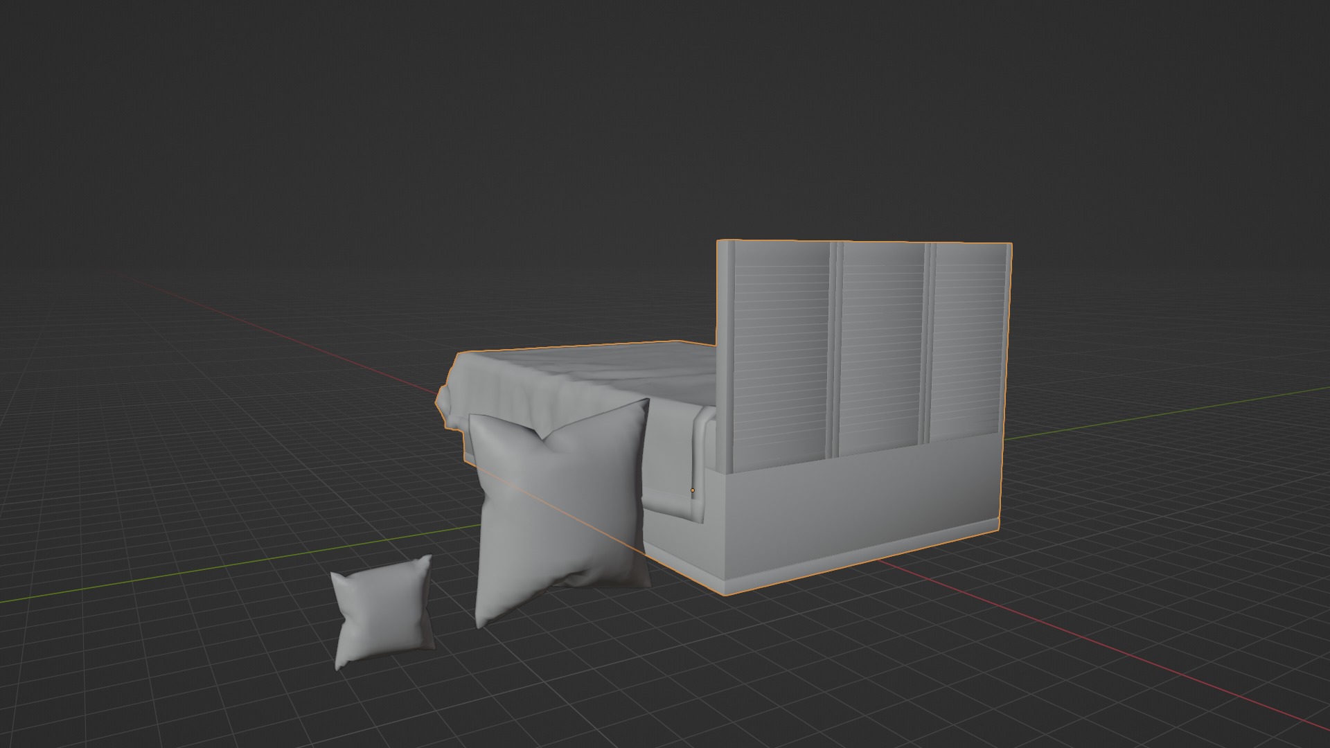 Bed Model Low-poly 3D model_10