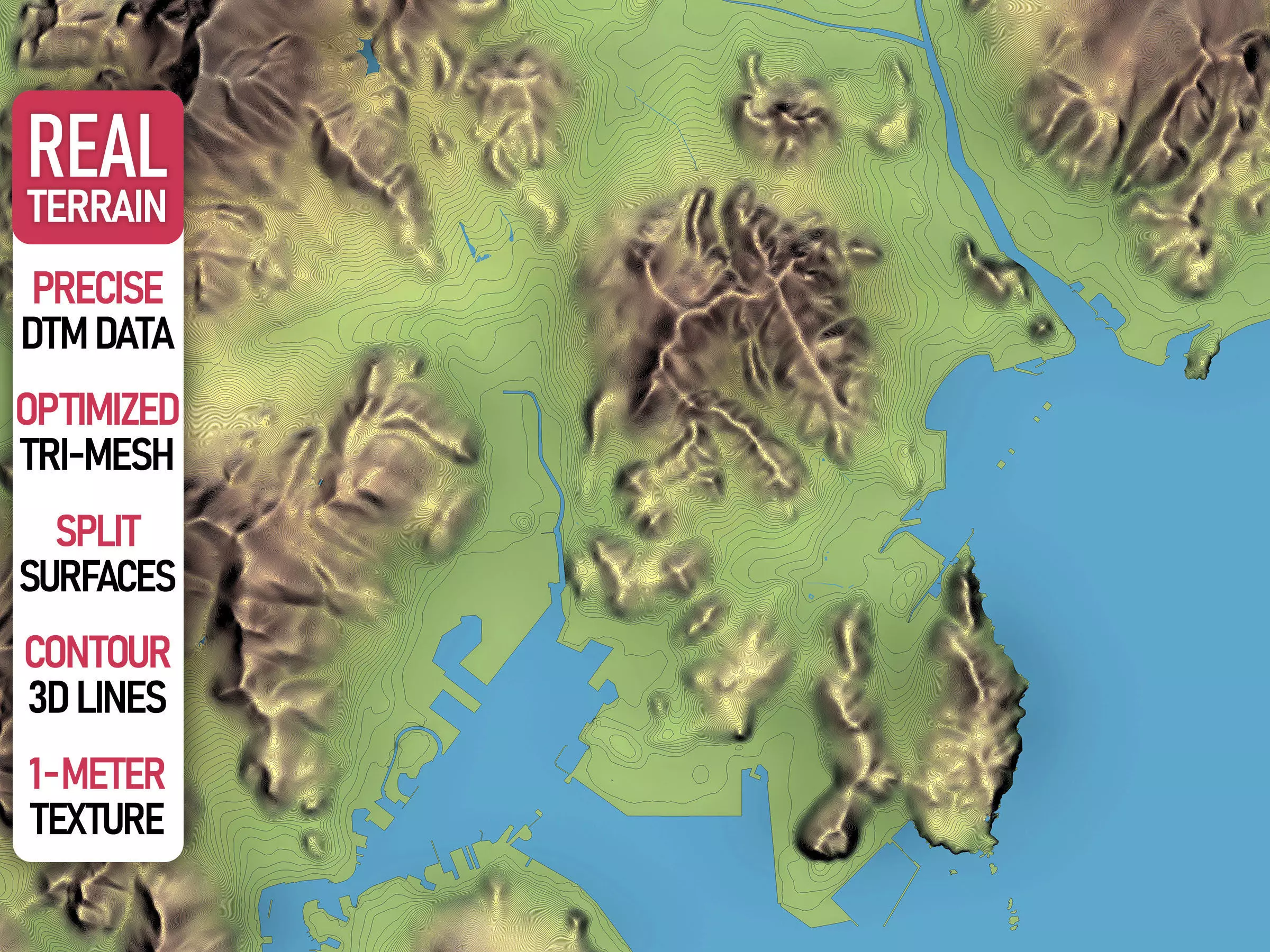 Busan - Topography Terrain Low-poly 3D model_0