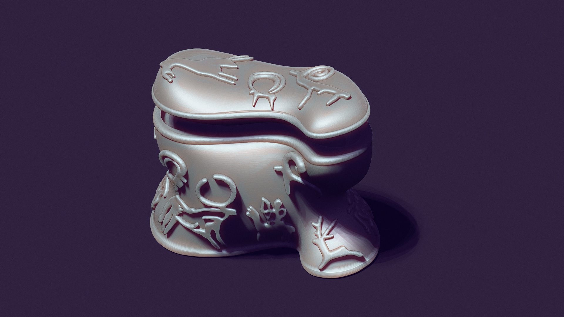 Asyk-Style Trinket Box with Petroglyphs for 3D Printing 3D print model_5