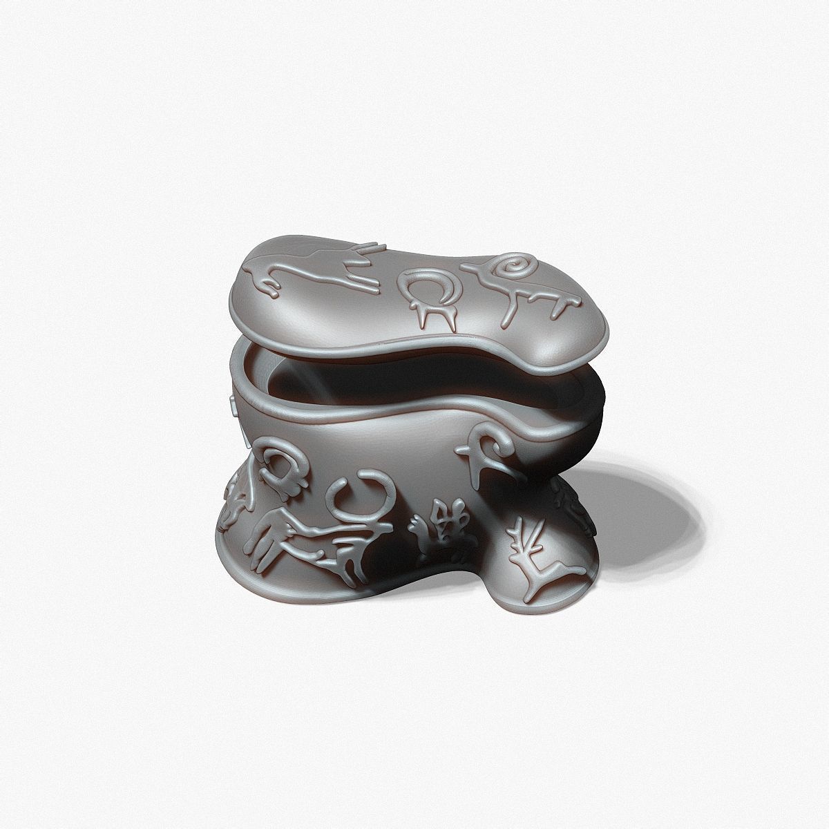 Asyk-Style Trinket Box with Petroglyphs for 3D Printing 3D print model_12