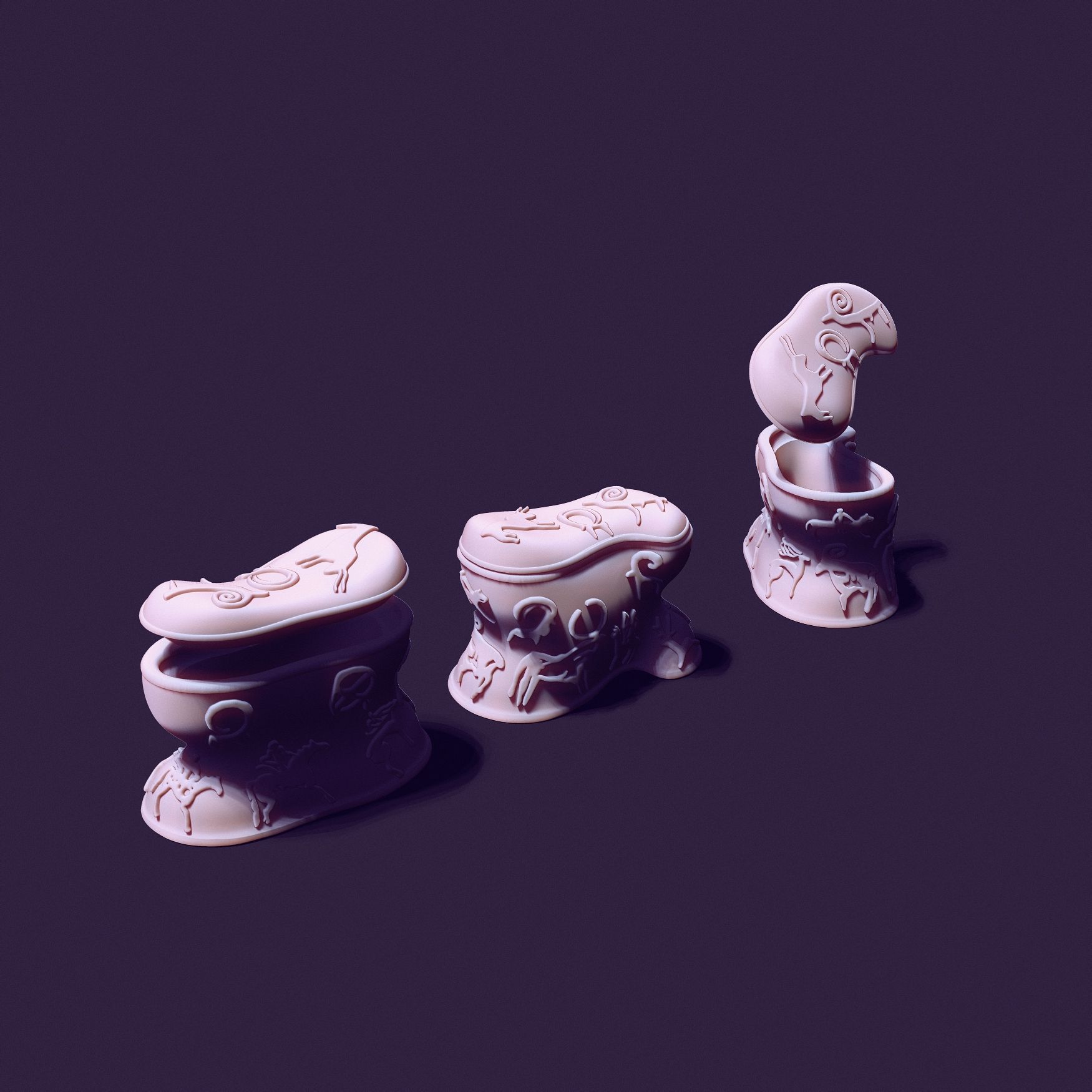 Asyk-Style Trinket Box with Petroglyphs for 3D Printing 3D print model_2