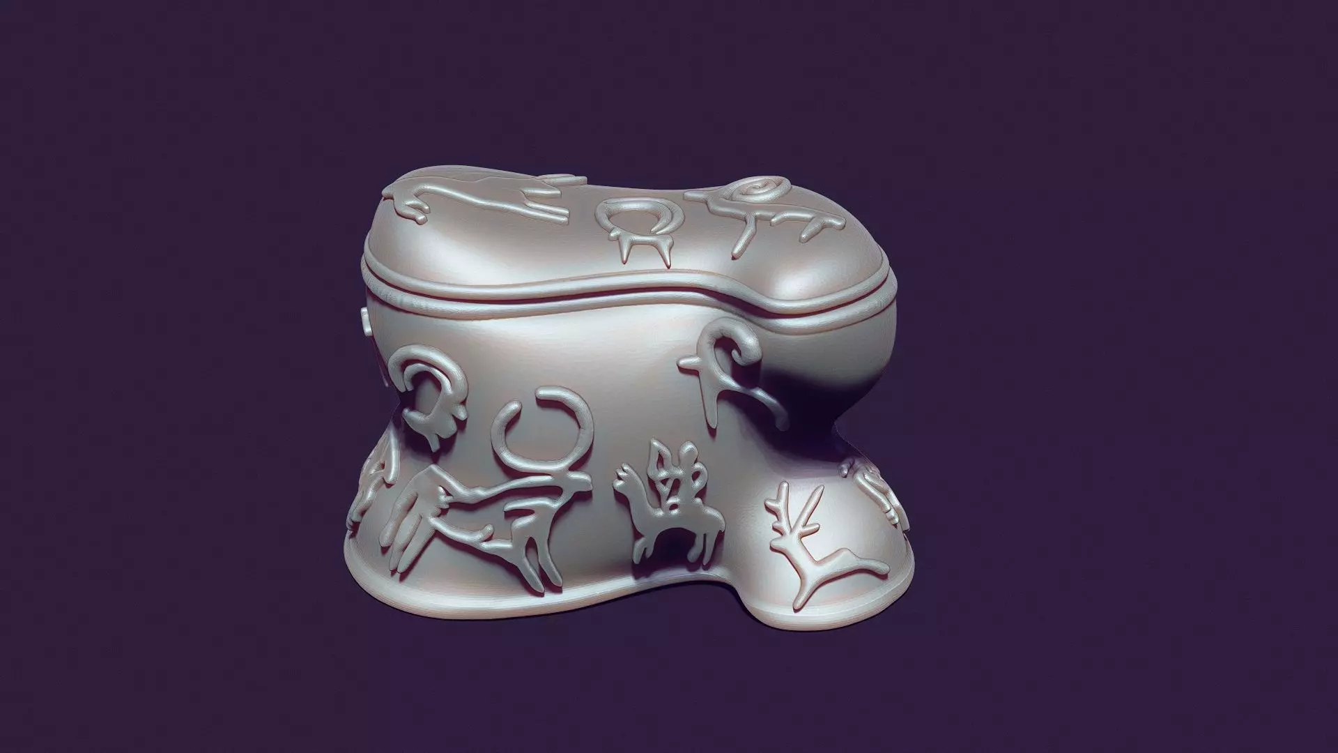 Asyk-Style Trinket Box with Petroglyphs for 3D Printing 3D print model_0