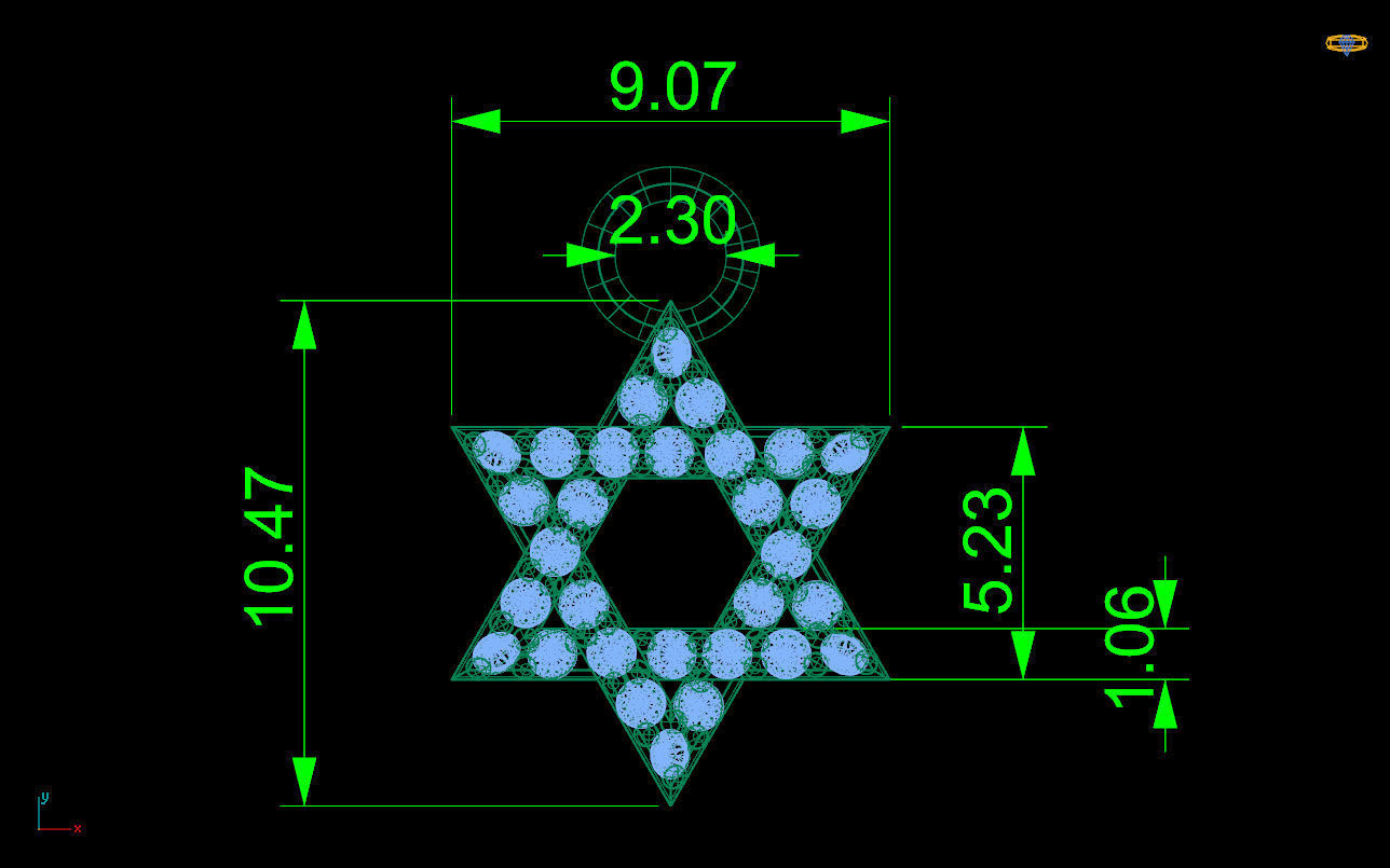 star pendant  of David  3D print model_3