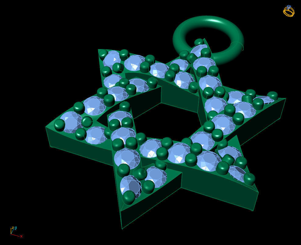 star pendant  of David  3D print model_1