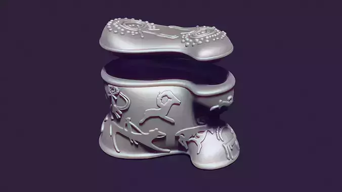 Asyk-Style Trinket Box with Petroglyphs for 3D Printing