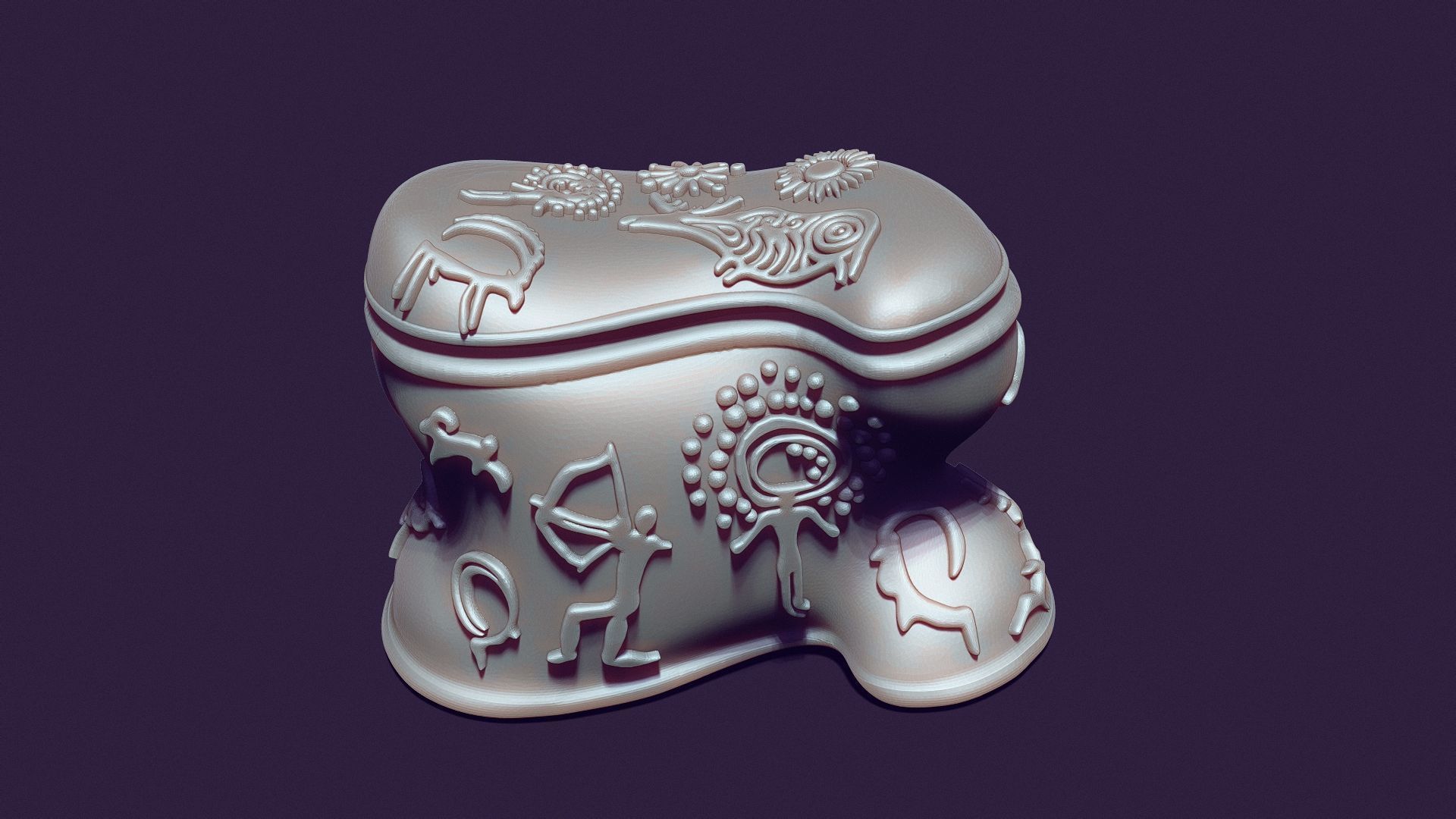 Asyk-Style Trinket Box with Petroglyphs for 3D Printing 3D print model_13