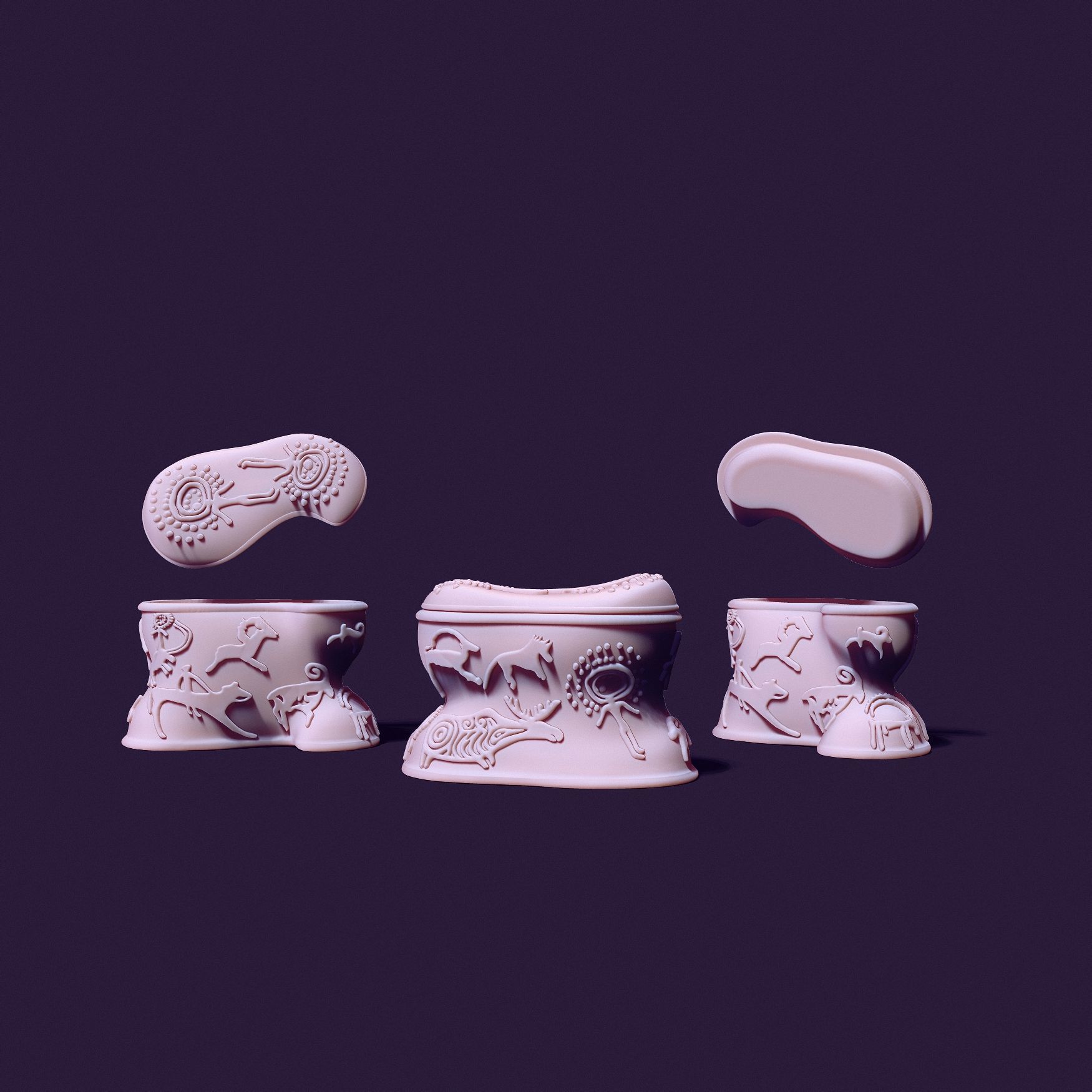 Asyk-Style Trinket Box with Petroglyphs for 3D Printing 3D print model_10