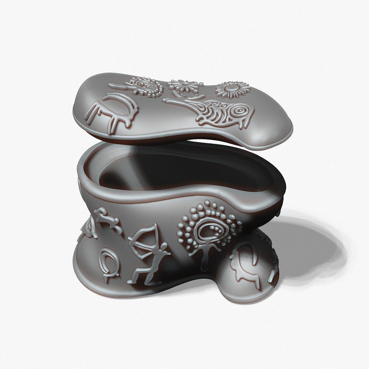 Asyk-Style Trinket Box with Petroglyphs for 3D Printing 3D print model_3