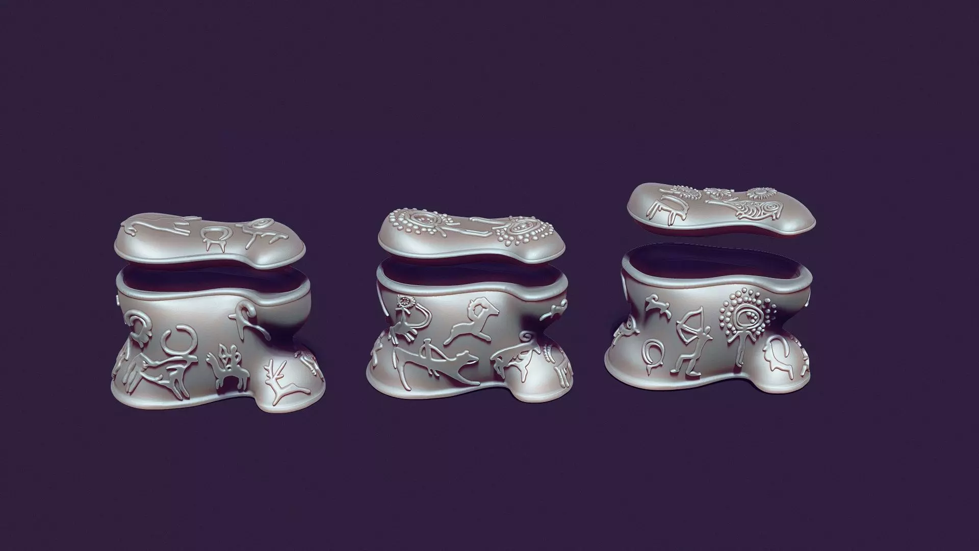 Asyk-Style Trinket Box with Petroglyphs for 3D Printing 3D print model_0