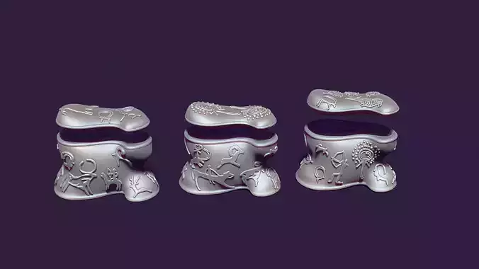 Asyk-Style Trinket Box with Petroglyphs for 3D Printing