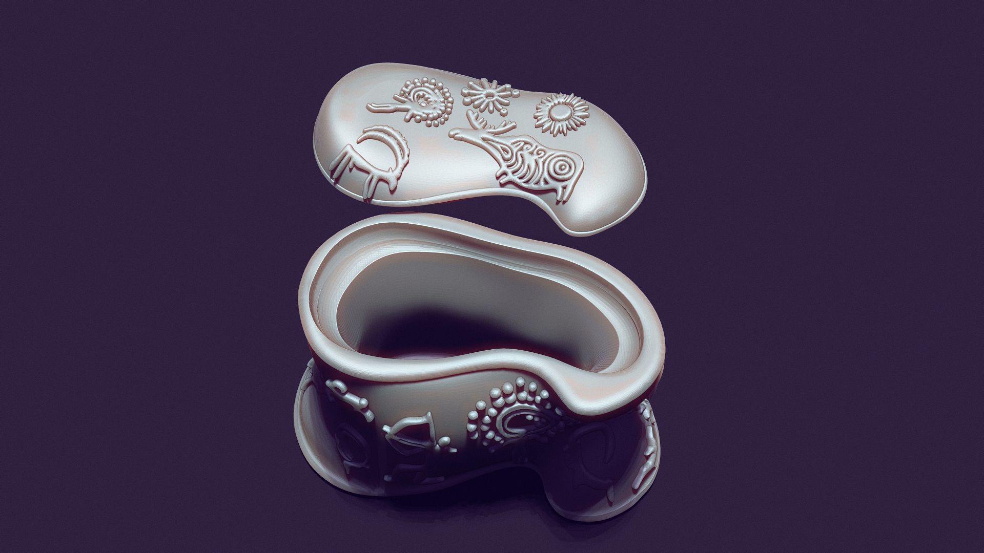 Asyk-Style Trinket Box with Petroglyphs for 3D Printing 3D print model_12