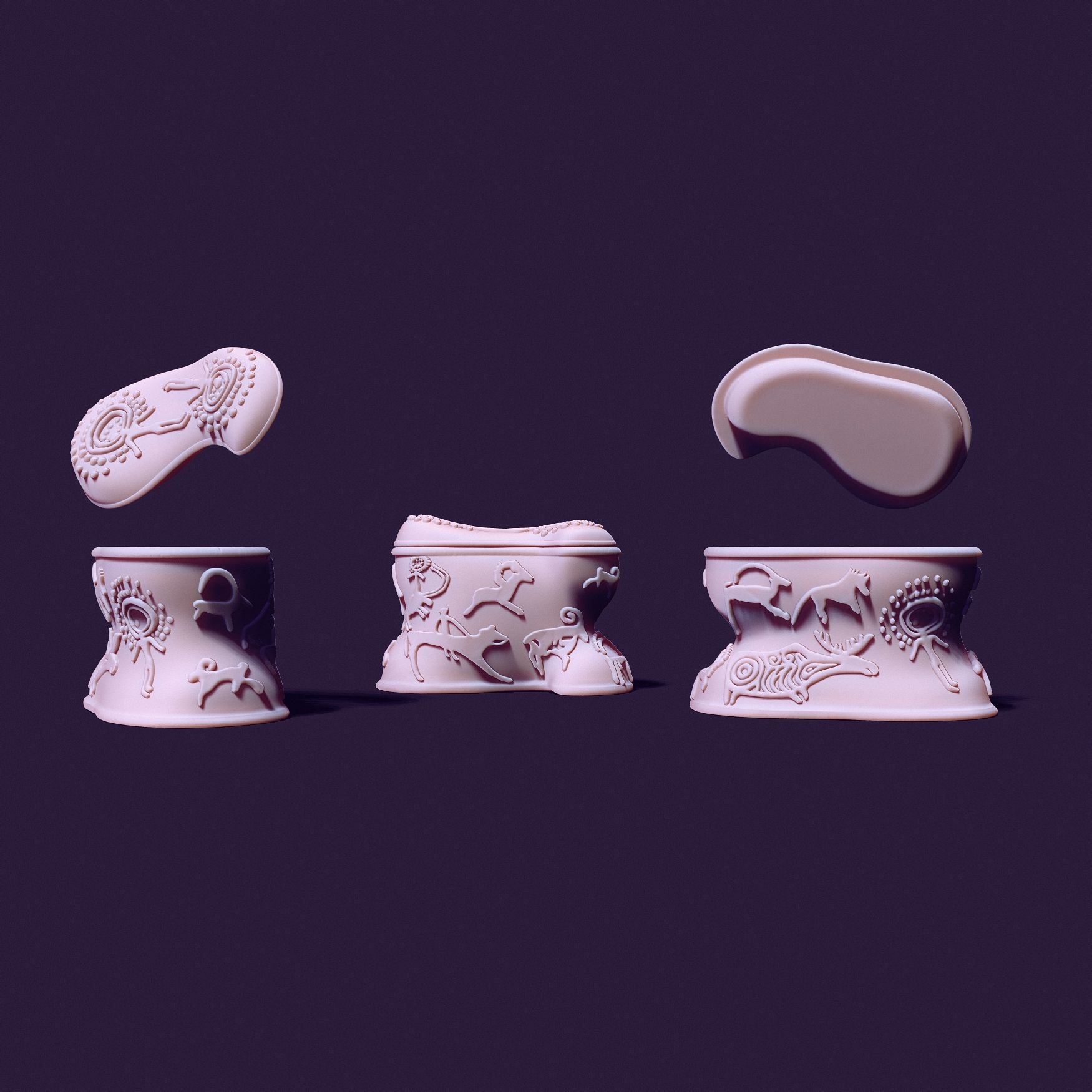 Asyk-Style Trinket Box with Petroglyphs for 3D Printing 3D print model_11