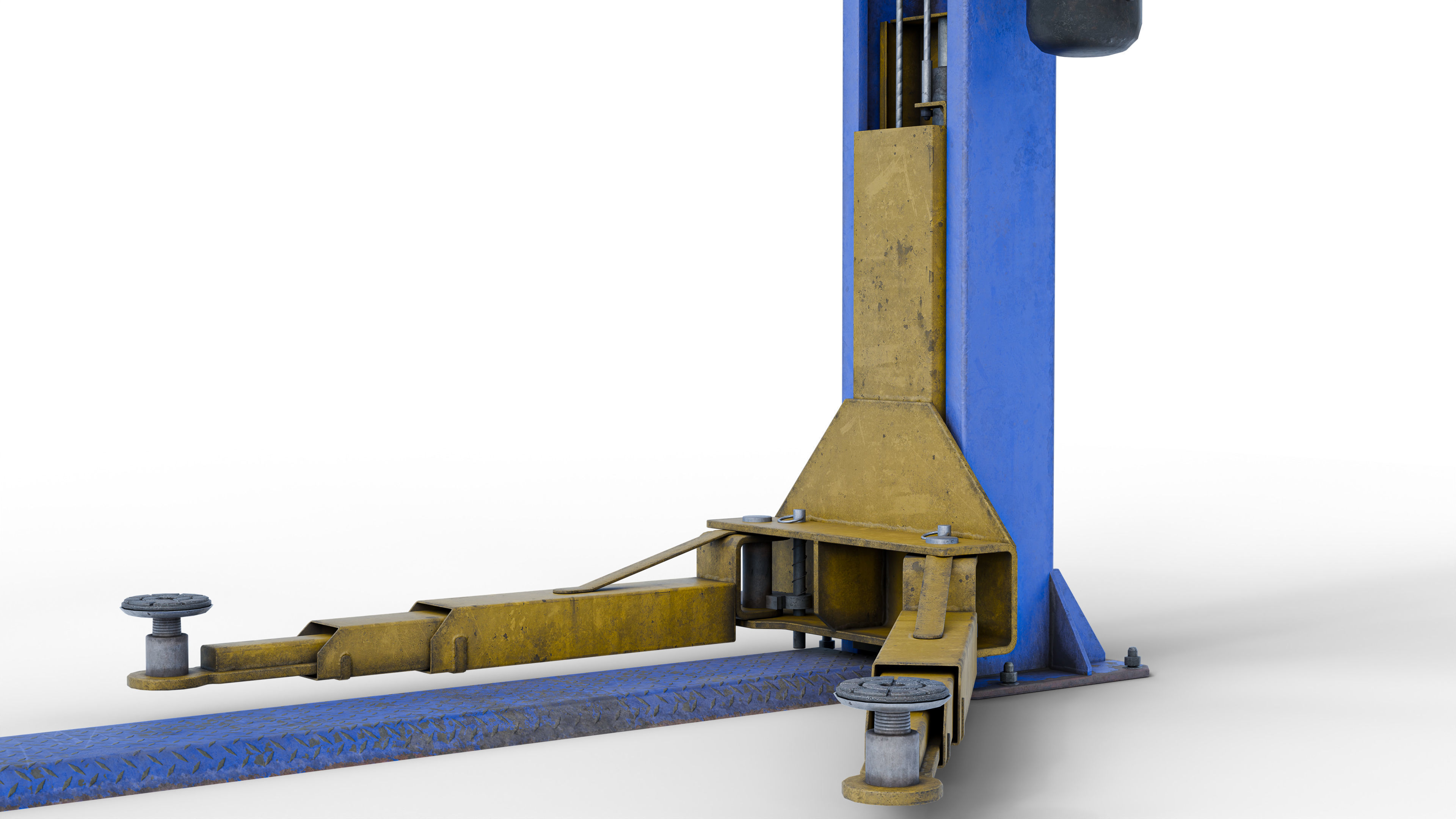Realistic Worn Two Post Car Lift Low-poly 3D model_22