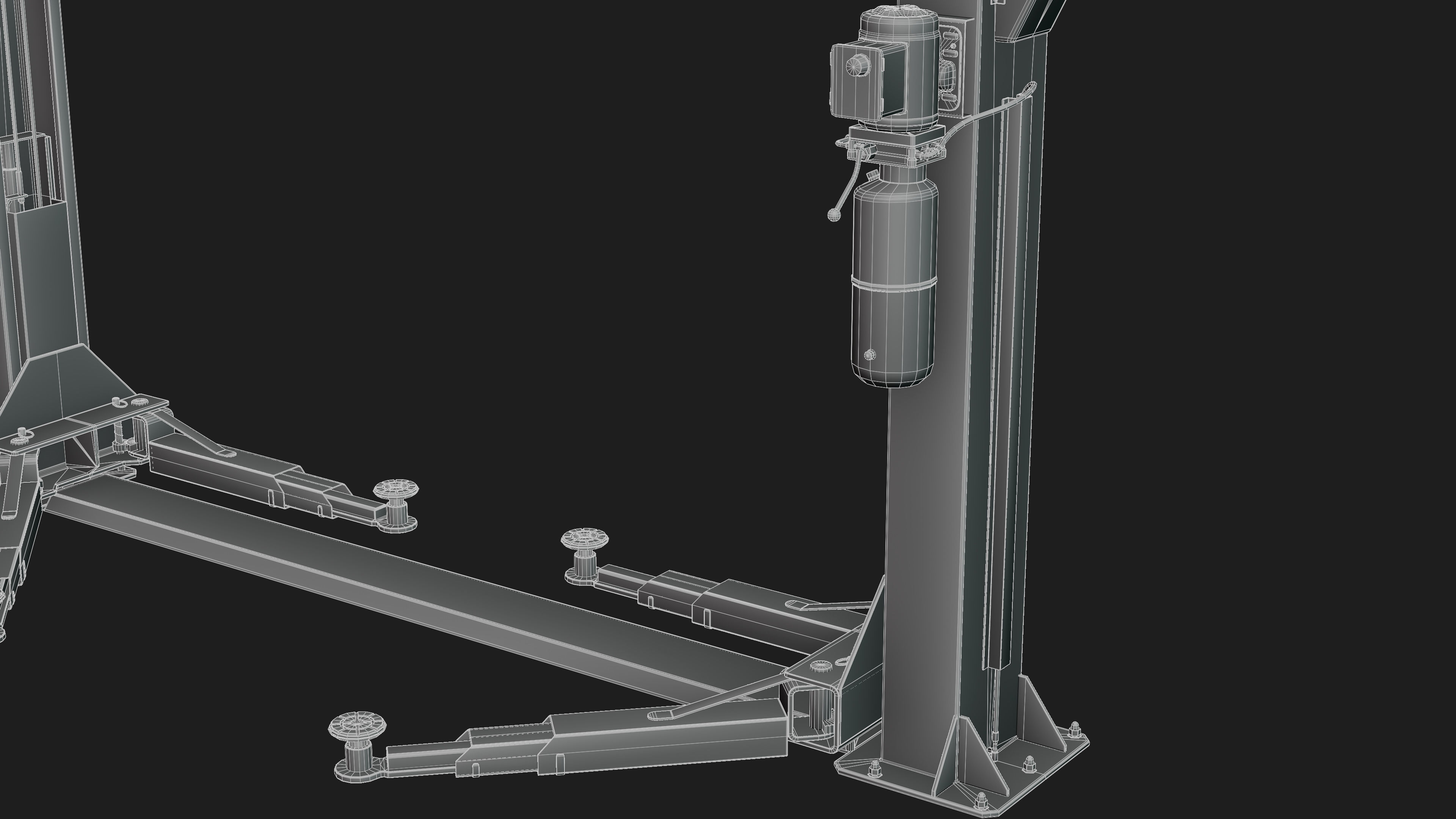 Realistic Worn Two Post Car Lift Low-poly 3D model_19