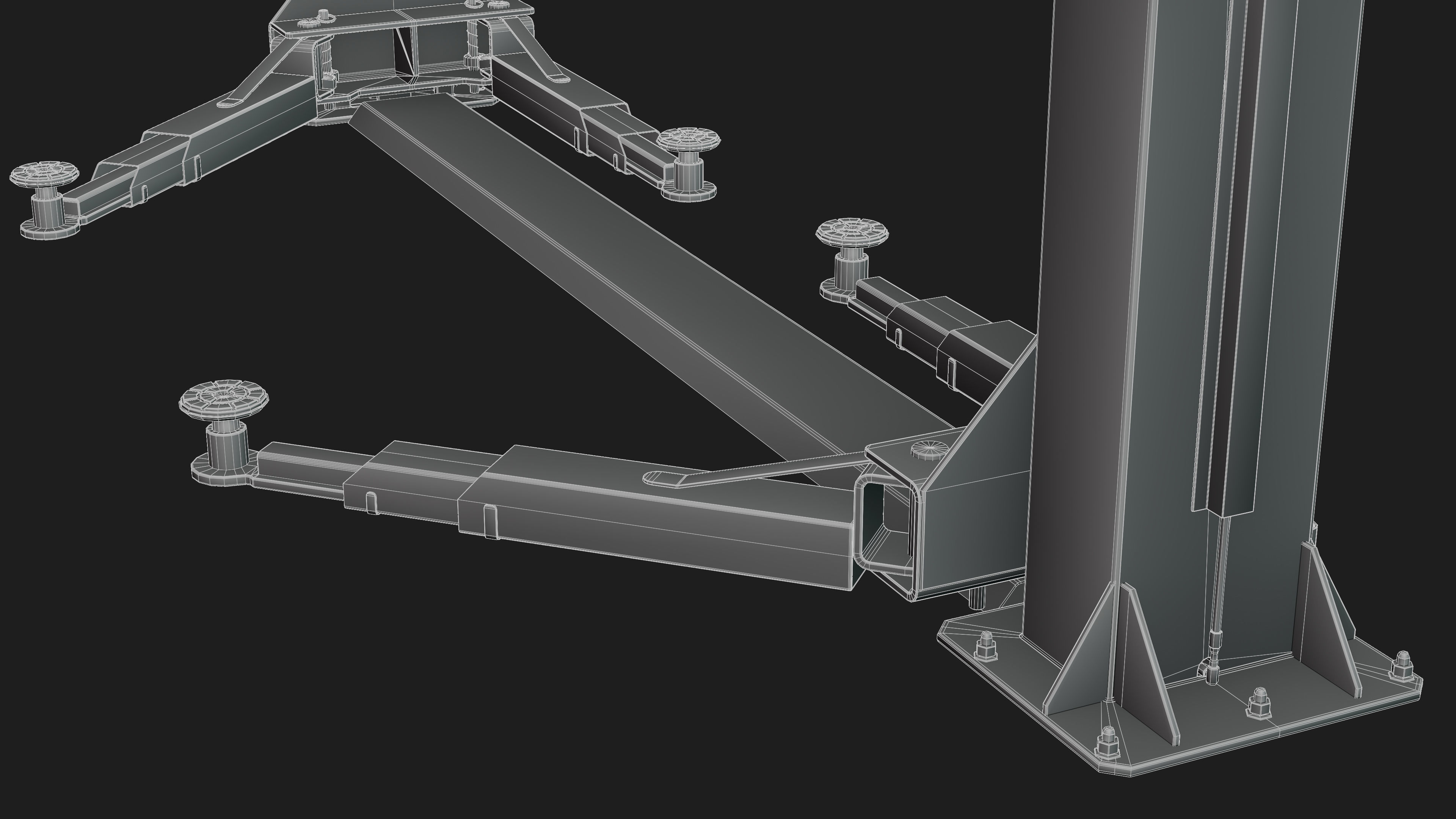 Realistic Worn Two Post Car Lift Low-poly 3D model_21