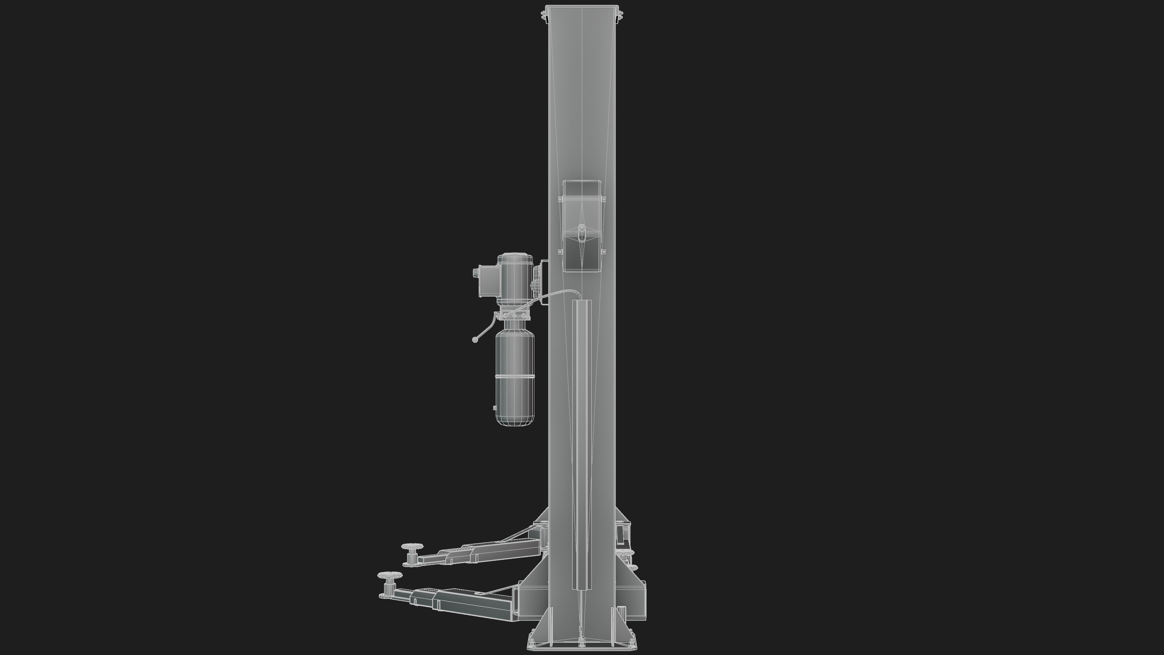 Realistic Worn Two Post Car Lift Low-poly 3D model_13