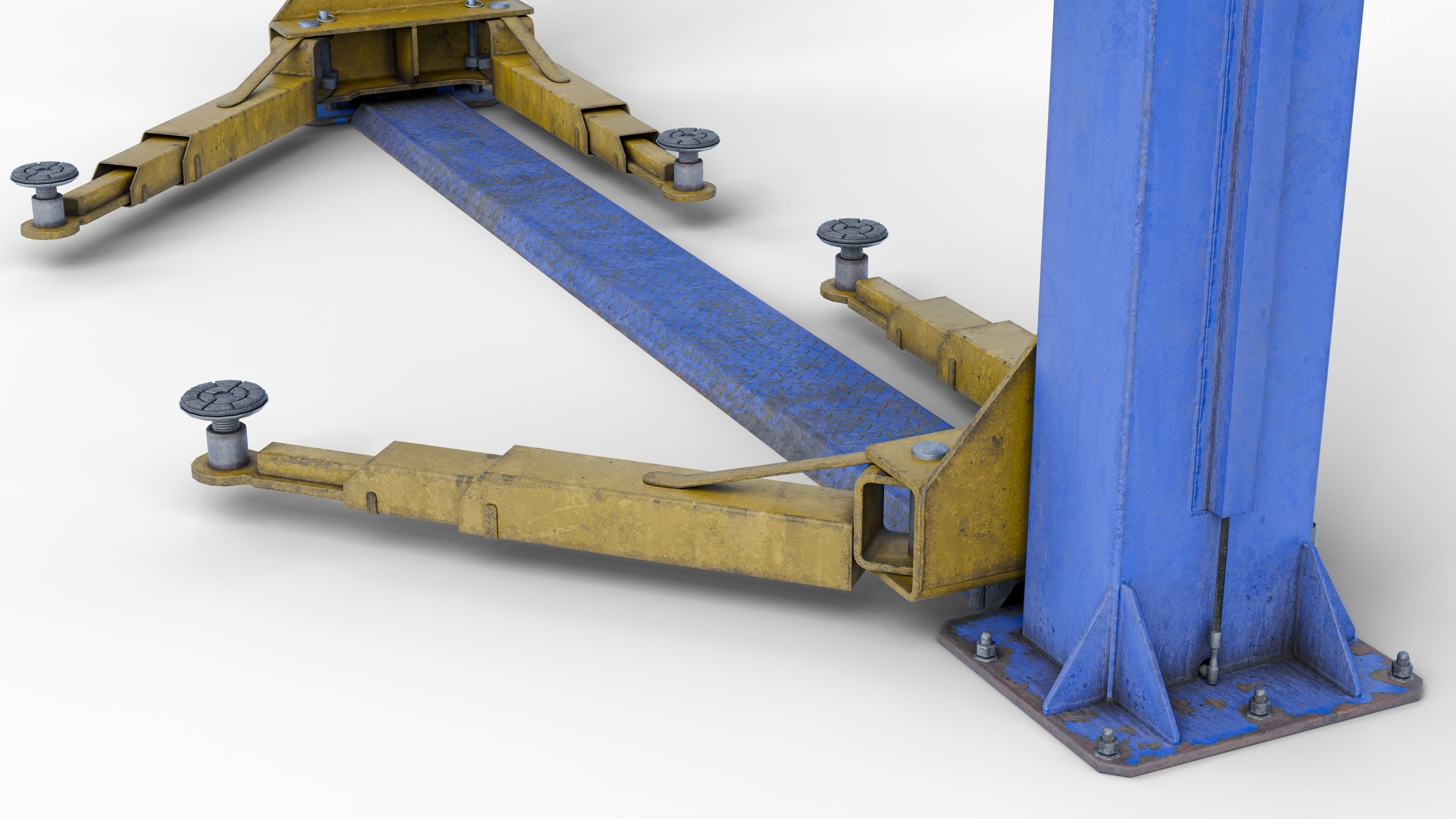 Realistic Worn Two Post Car Lift Low-poly 3D model_20
