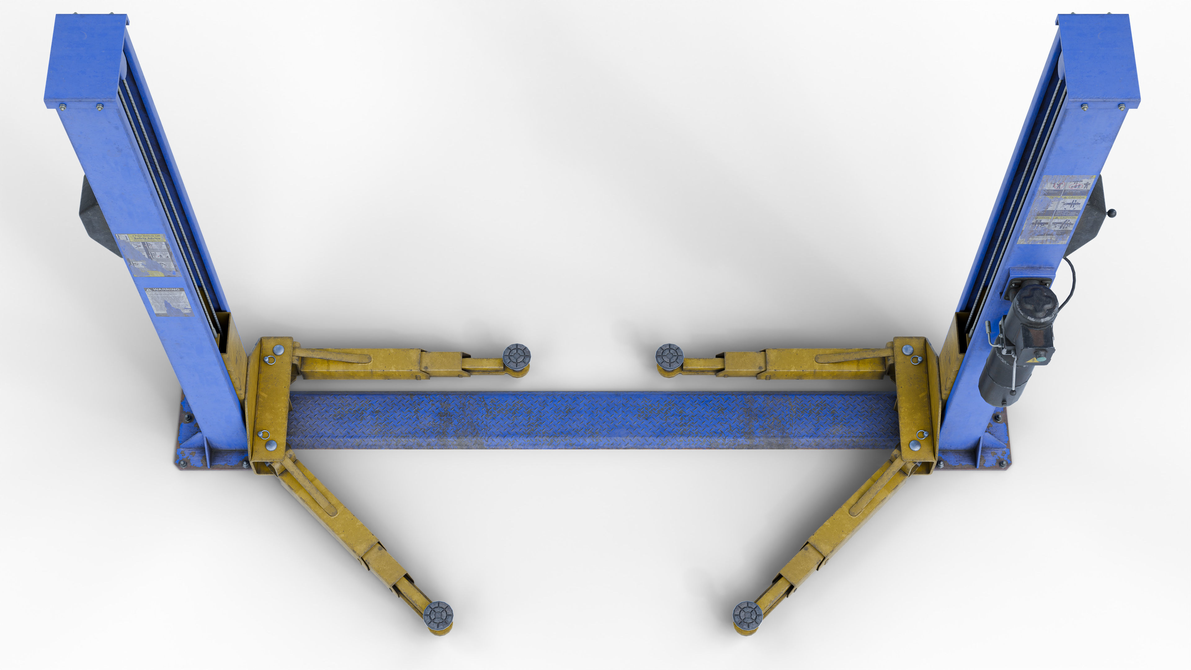 Realistic Worn Two Post Car Lift Low-poly 3D model_14