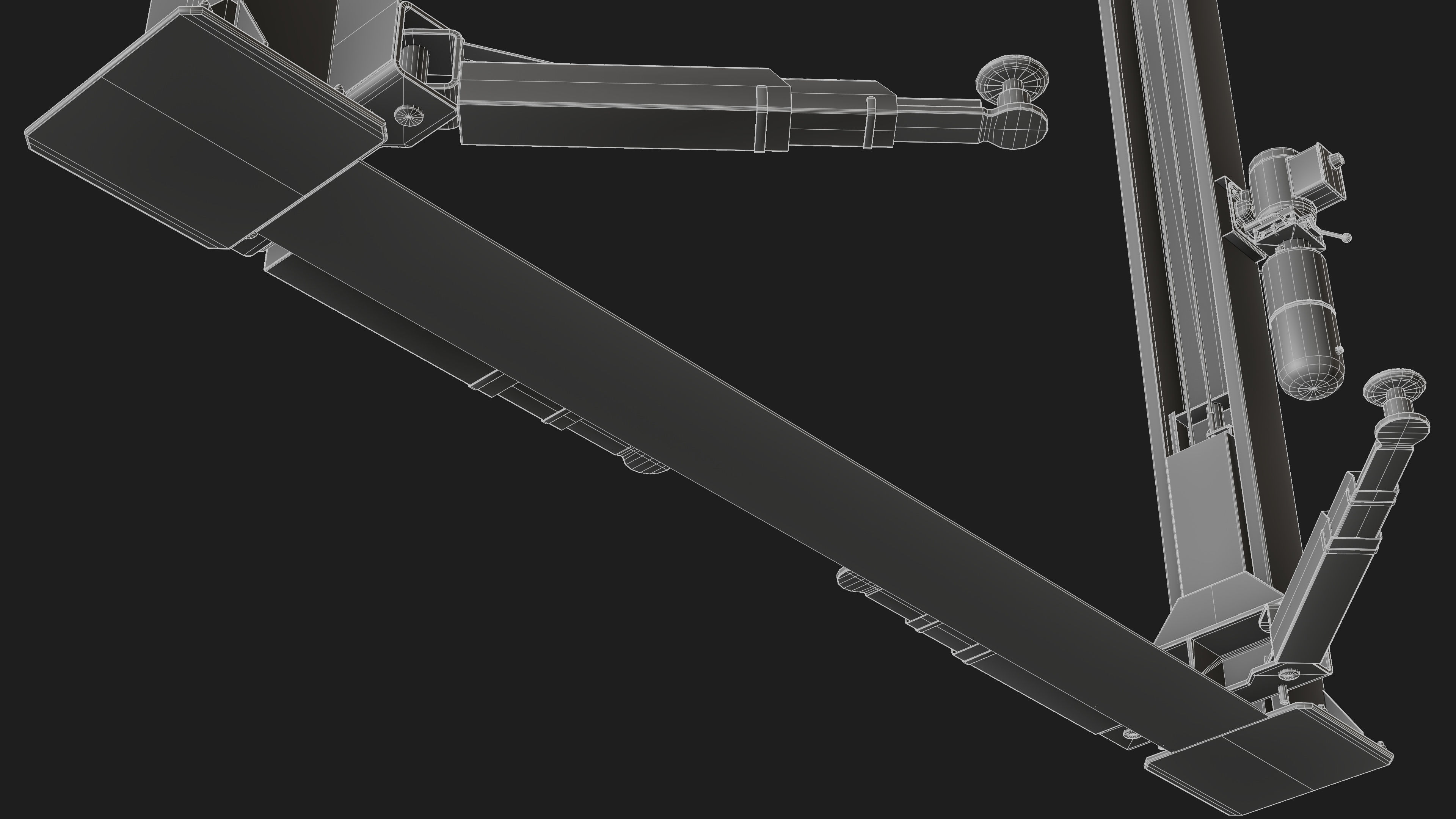 Realistic Worn Two Post Car Lift Low-poly 3D model_25