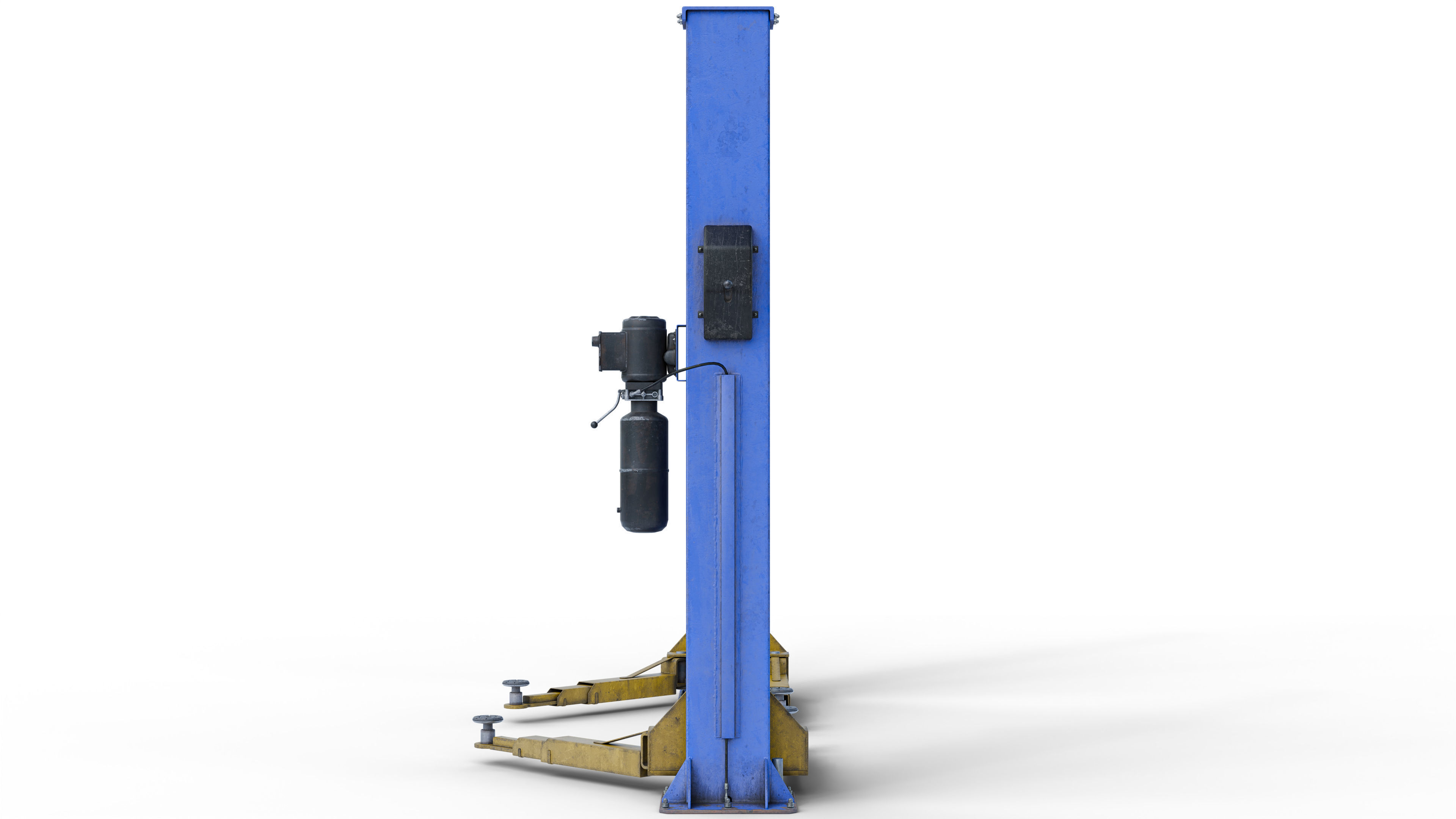 Realistic Worn Two Post Car Lift Low-poly 3D model_12