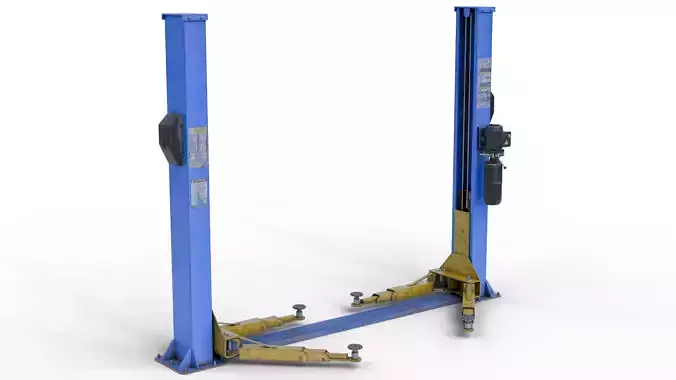 Realistic Worn Two Post Car Lift