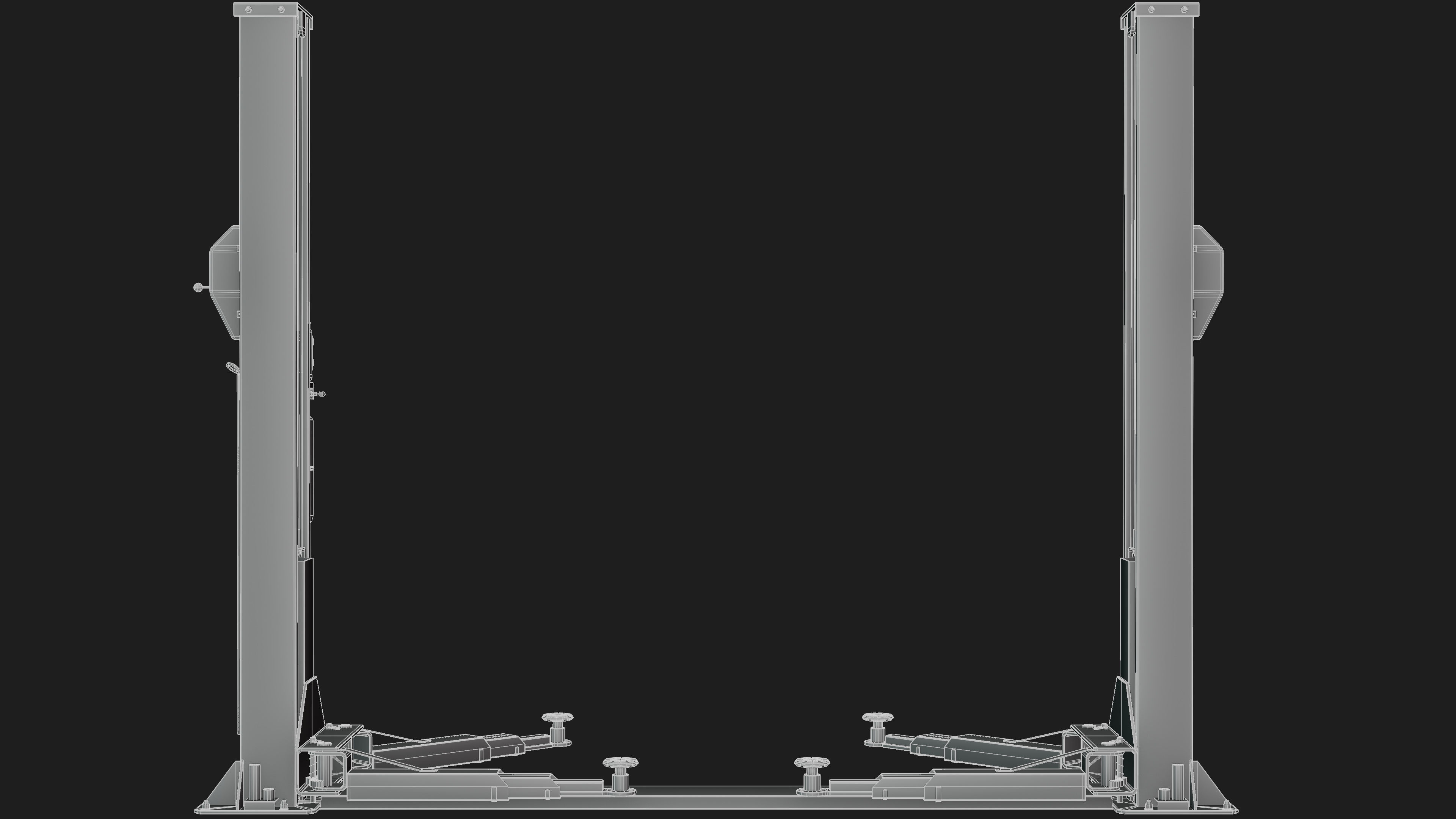 Realistic Worn Two Post Car Lift Low-poly 3D model_11