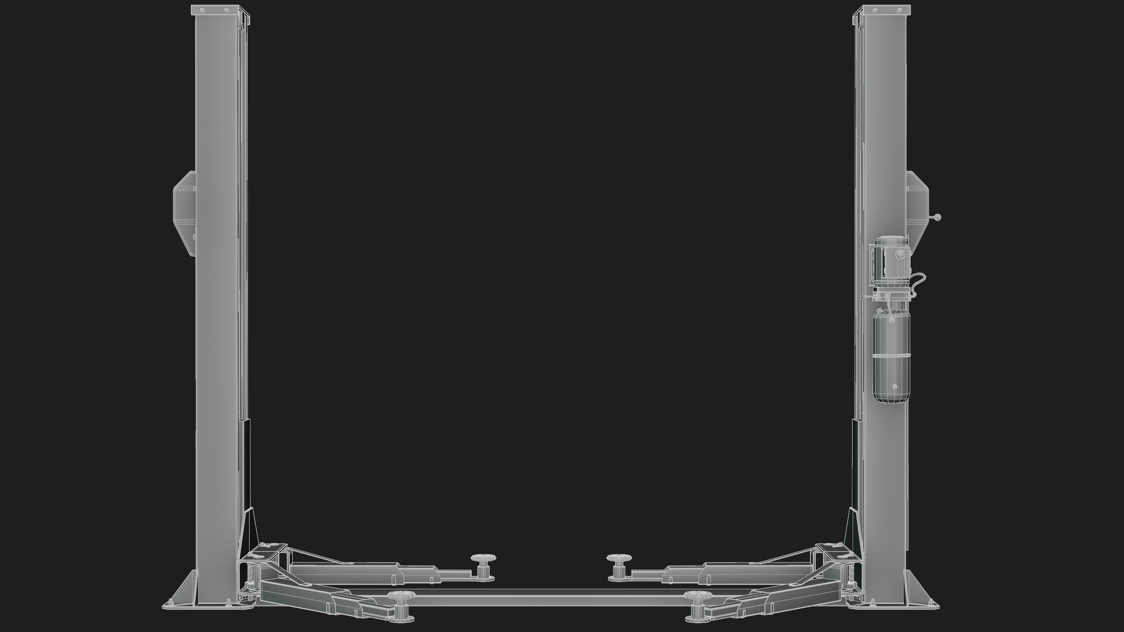 Realistic Worn Two Post Car Lift Low-poly 3D model_9