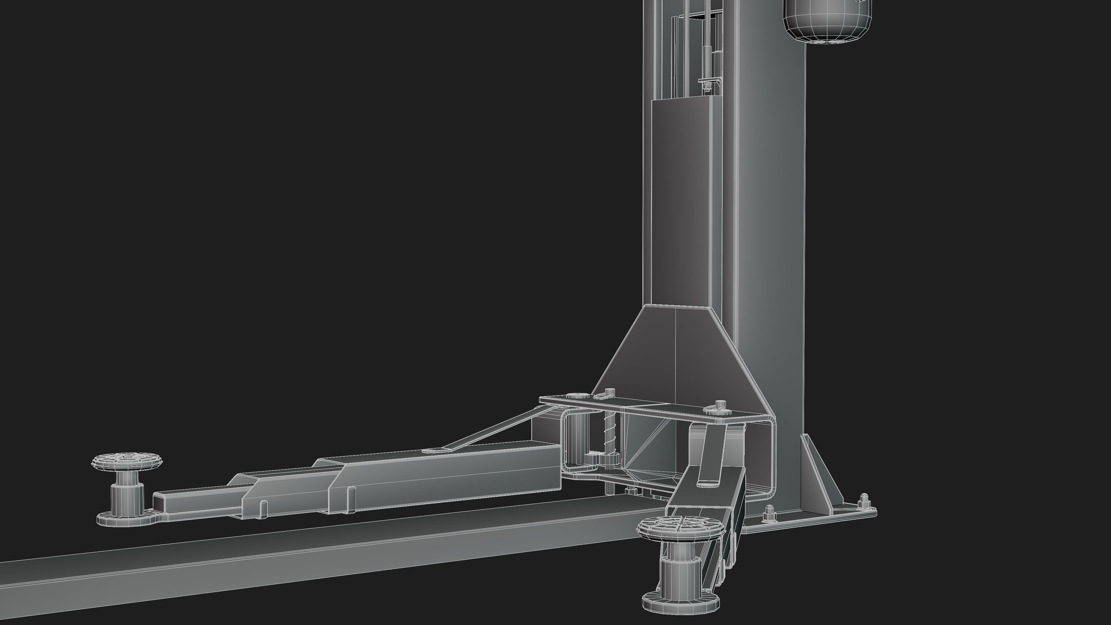 Realistic Worn Two Post Car Lift Low-poly 3D model_23