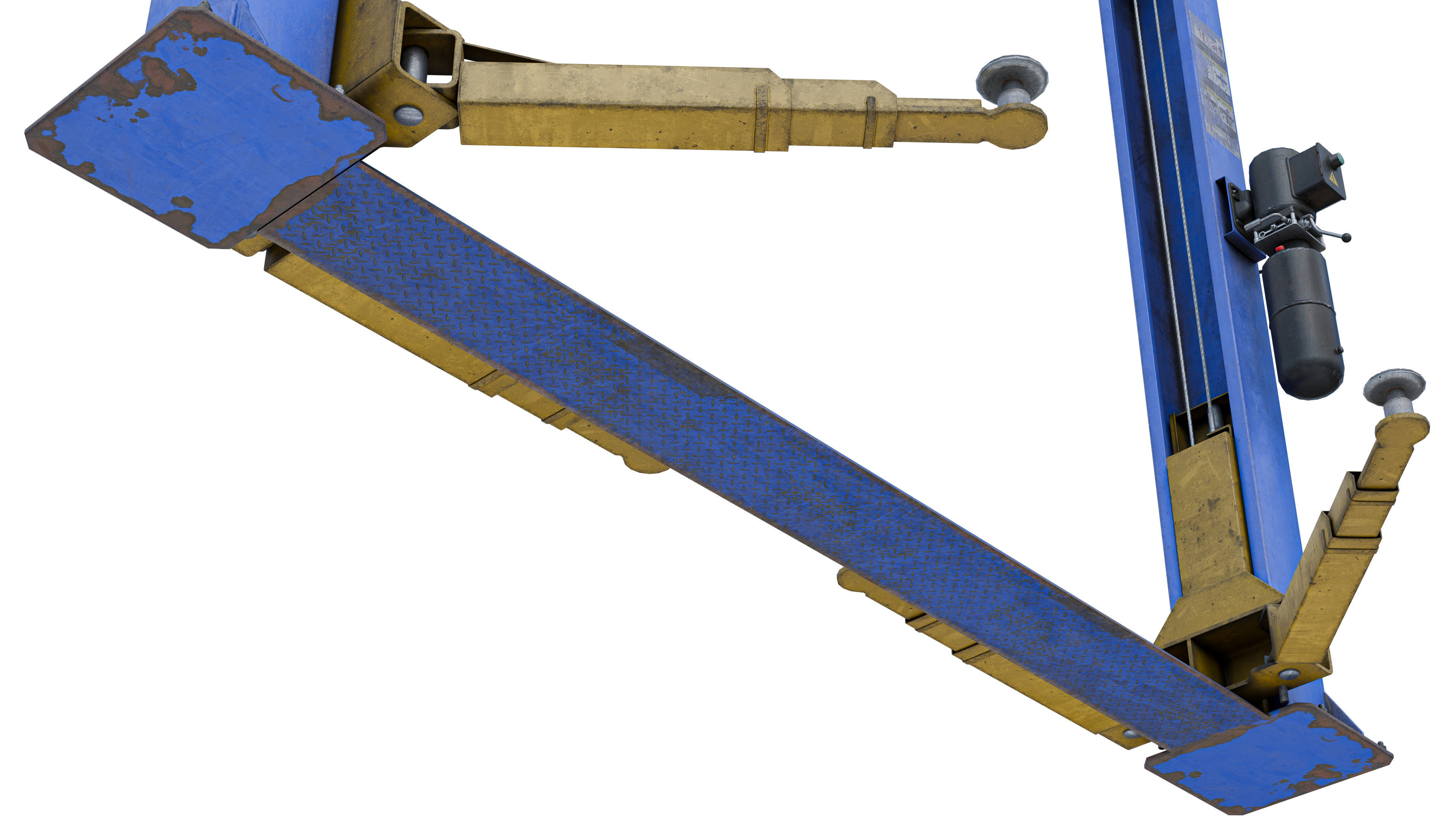 Realistic Worn Two Post Car Lift Low-poly 3D model_24