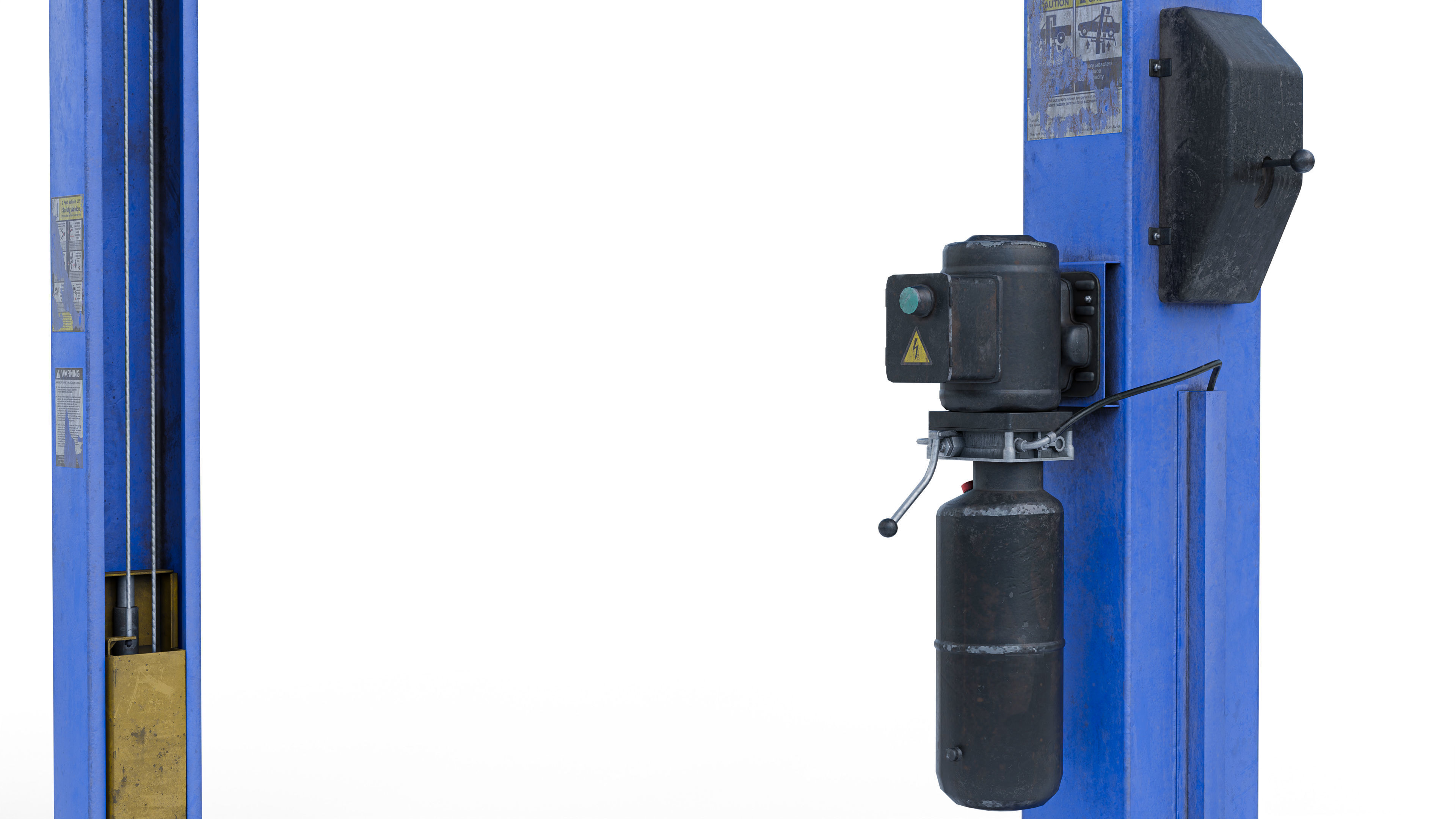 Realistic Worn Two Post Car Lift Low-poly 3D model_16