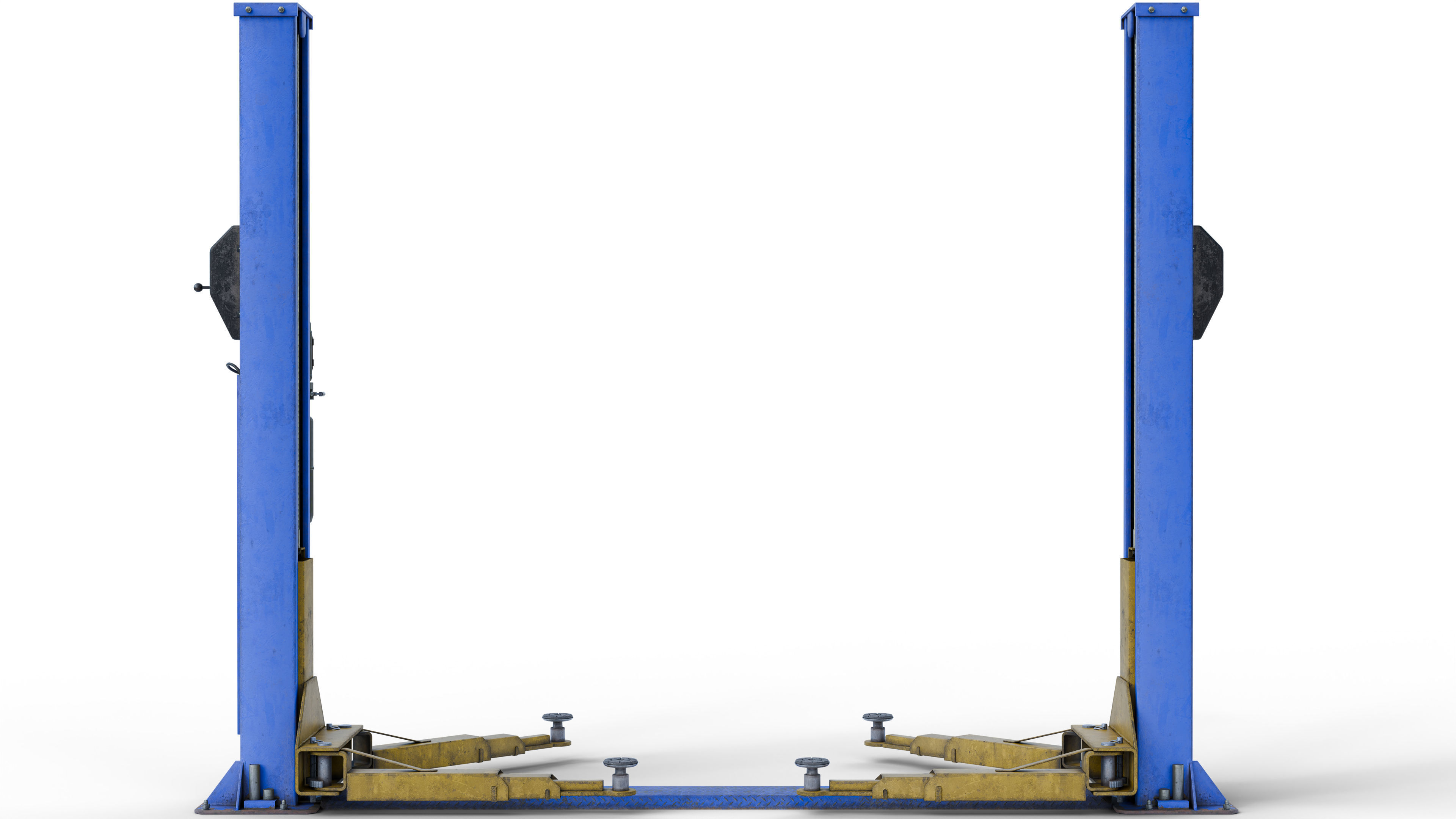 Realistic Worn Two Post Car Lift Low-poly 3D model_10