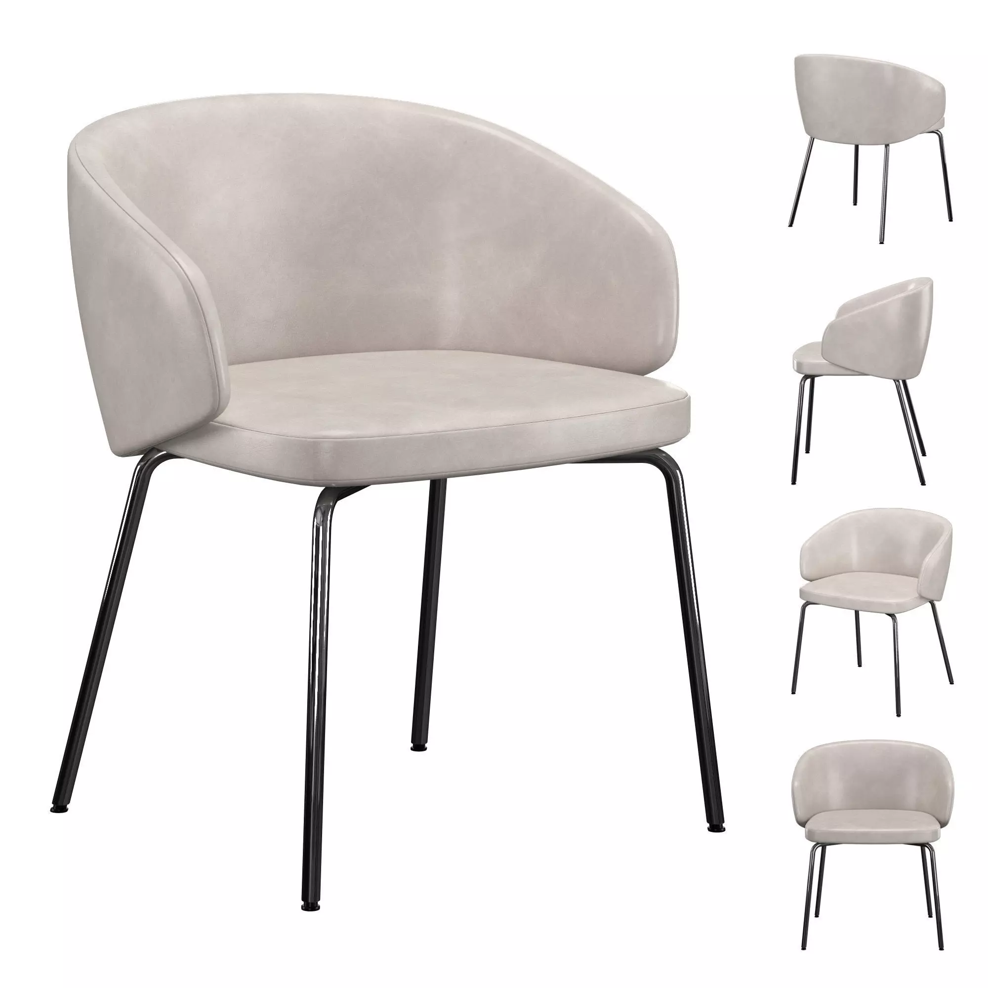 Binar 4 Leg Metal Chair 3D model