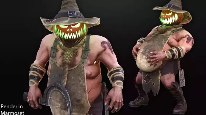 Pumpkin Monster - Game Ready Low-poly 3D model