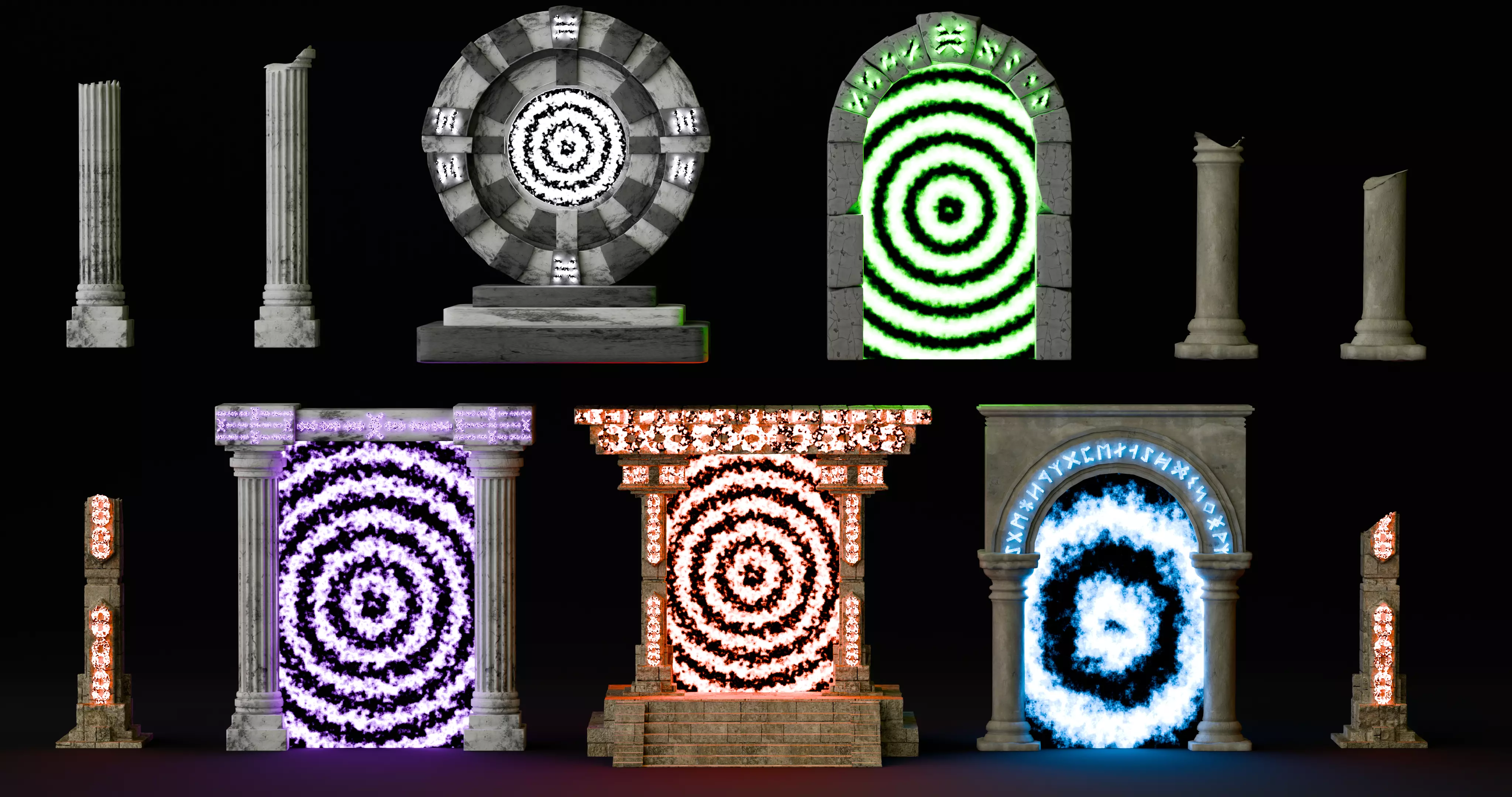 5 Ancient Magic Portals 3D model_0