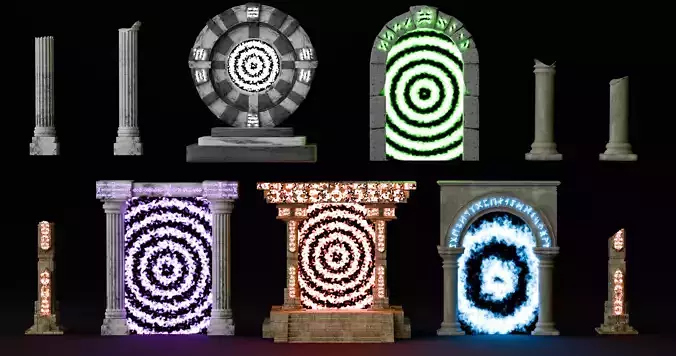 5 Ancient Magic Portals 3D model