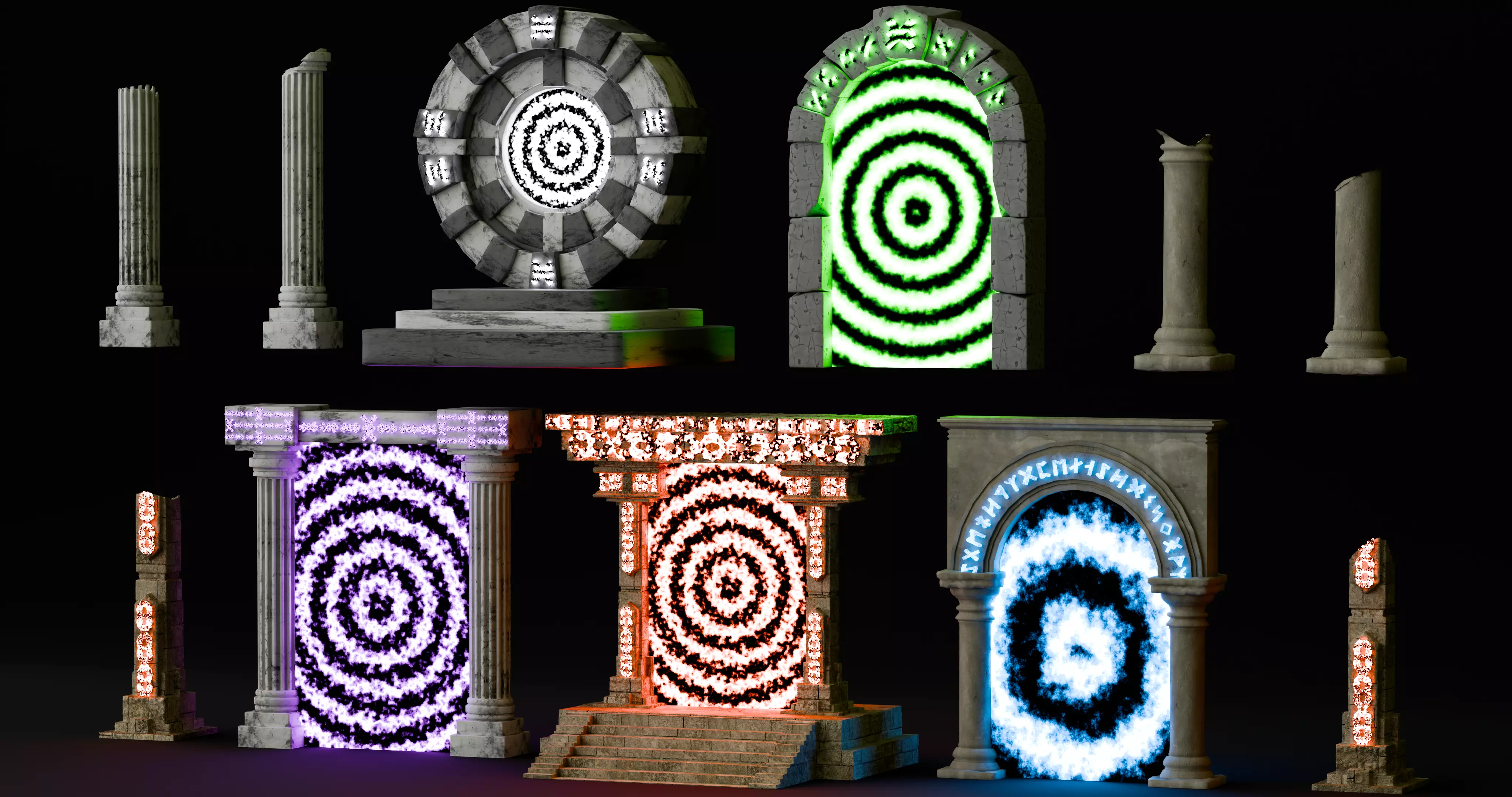 5 Ancient Magic Portals 3D model_1