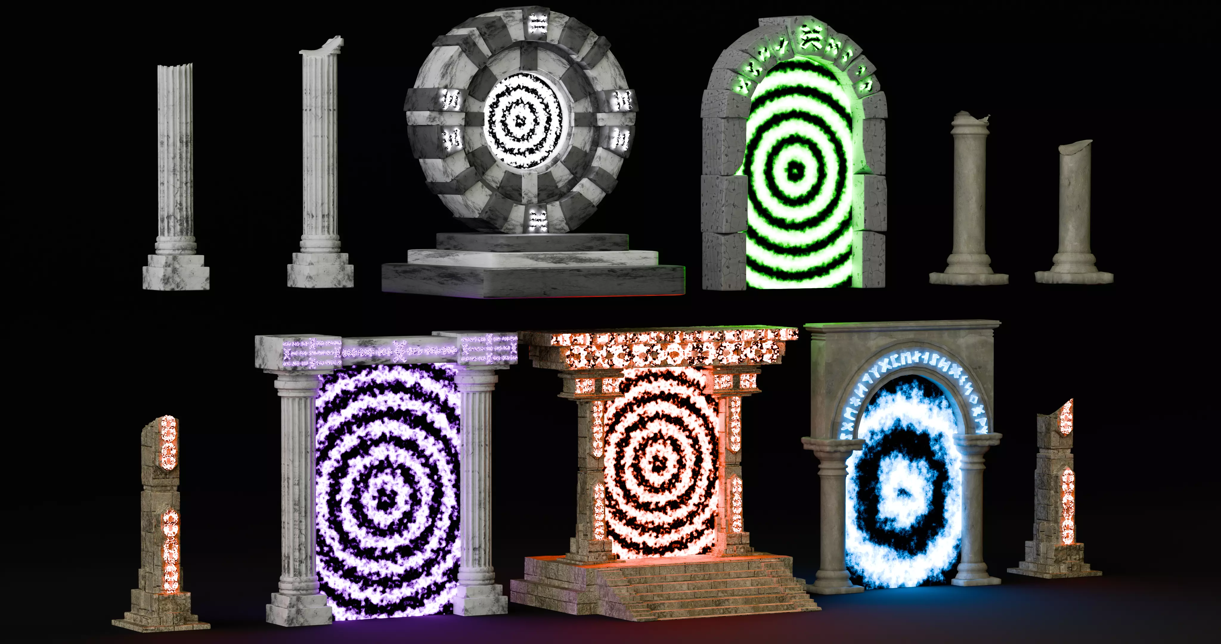 5 Ancient Magic Portals 3D model_2