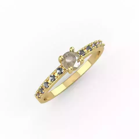 Diamond Ring with 4mm Center Stone and 10 Stones